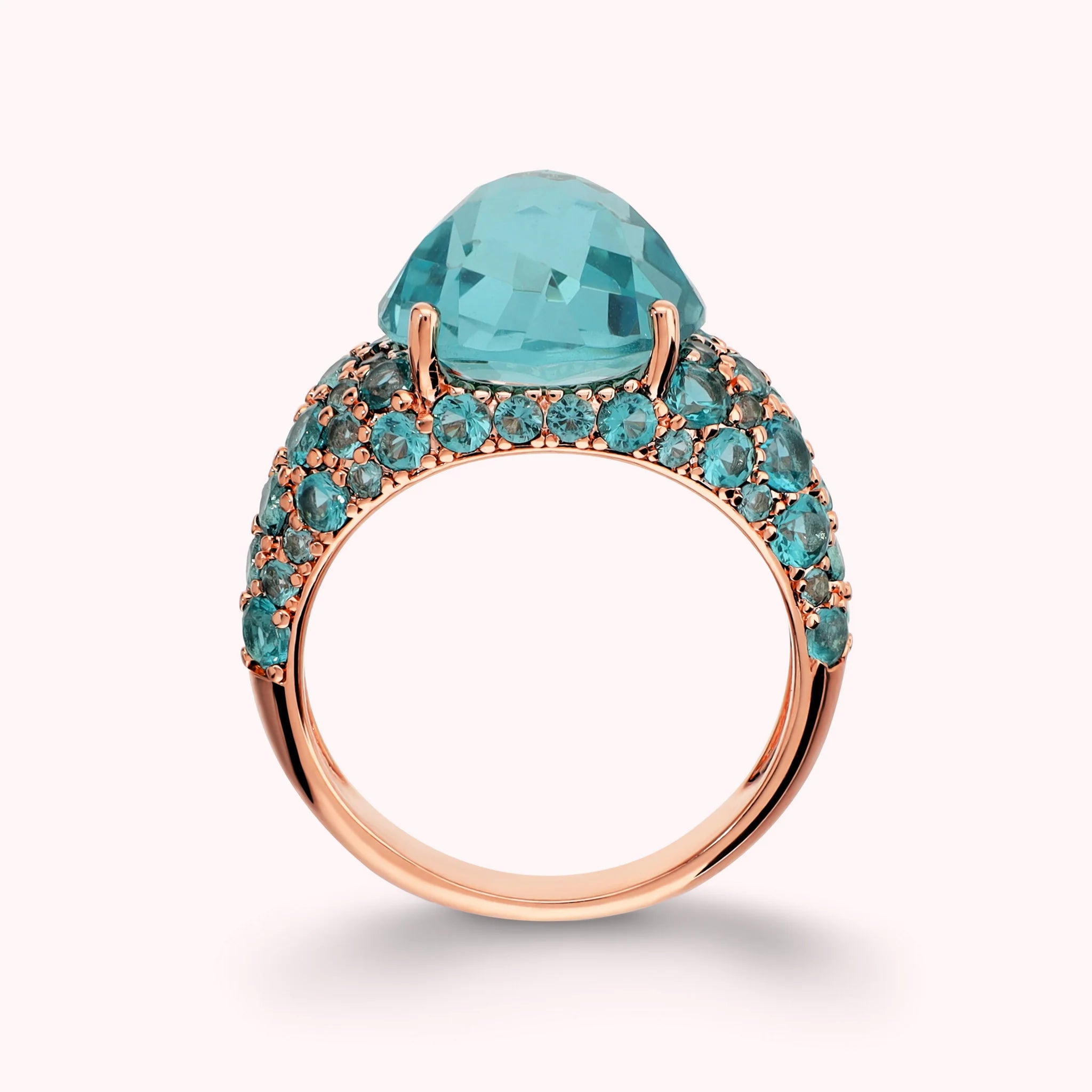 Ring with Mixed Pavé and Prisma Gem
