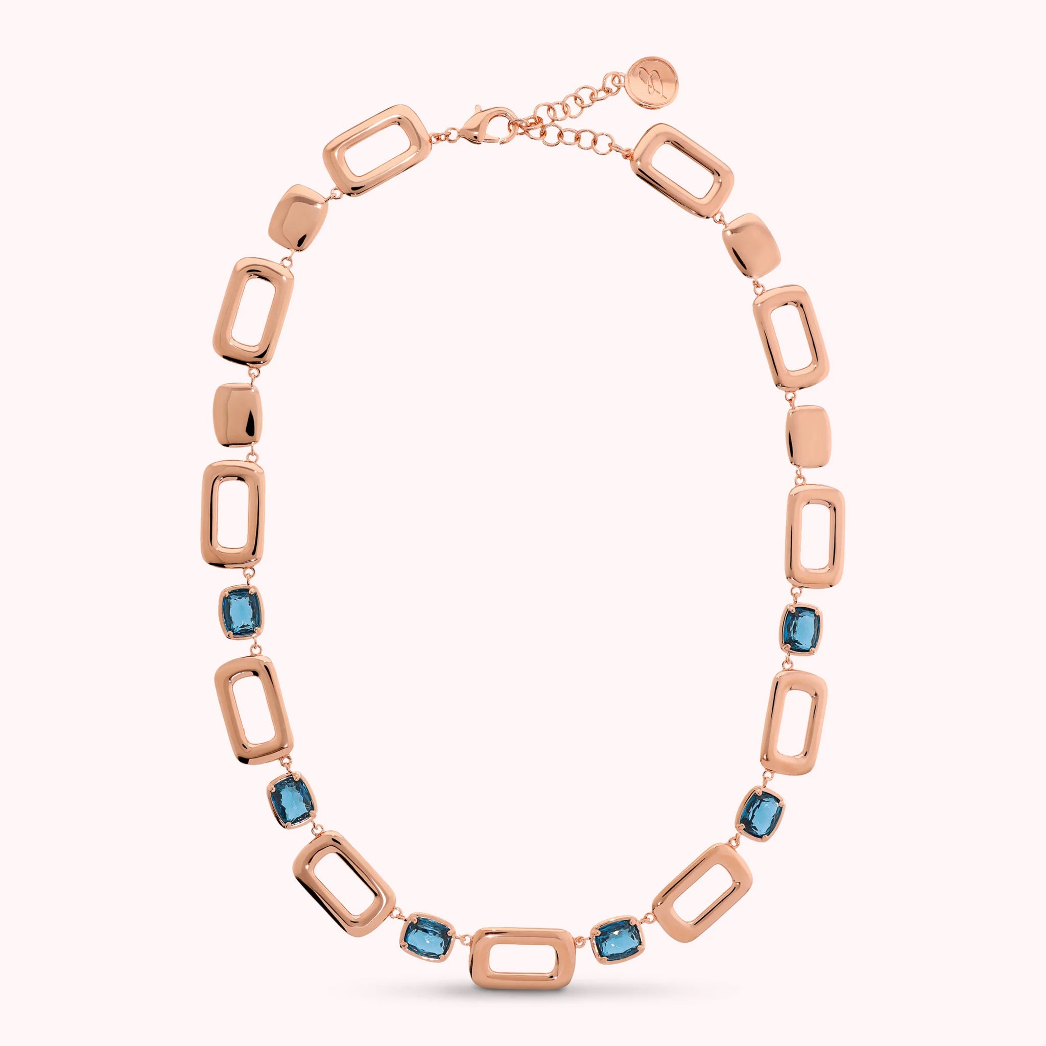 Essentiel Necklace with Rectangular Links and Baguette Gem Prism