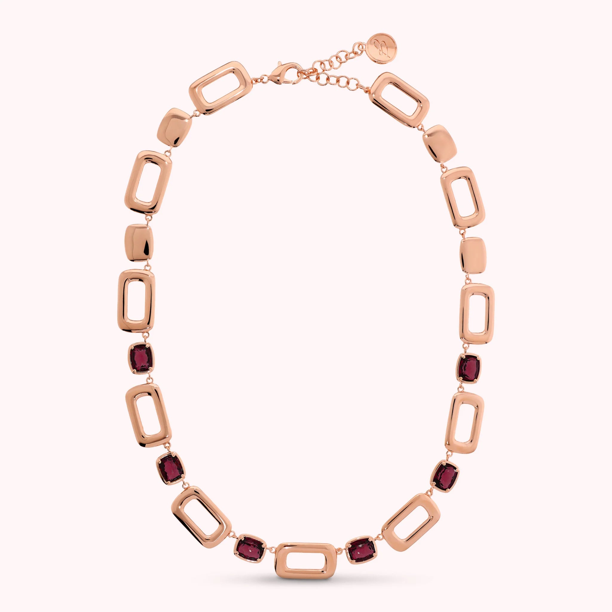 Essentiel Necklace with Rectangular Links and Baguette Gem Prism