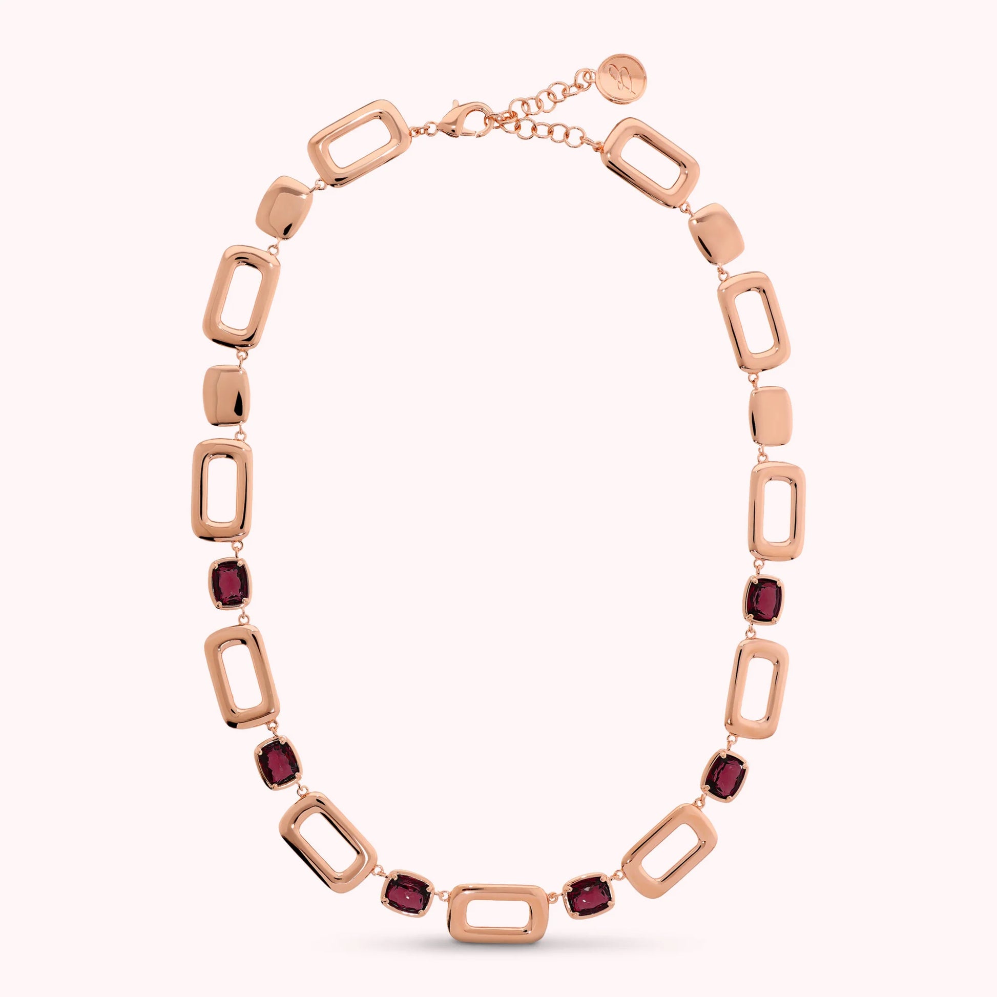 Collier Essentiel mailles rectangulaires et prisme gemme baguette