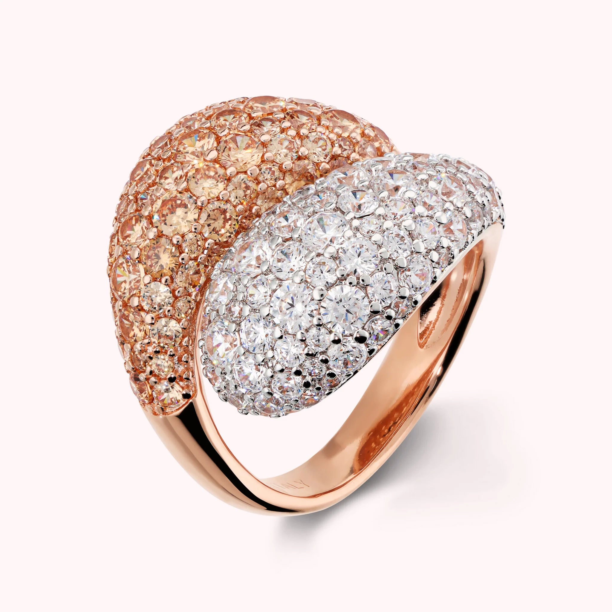 Contrarié Ring with Cubic Zirconia Pavé