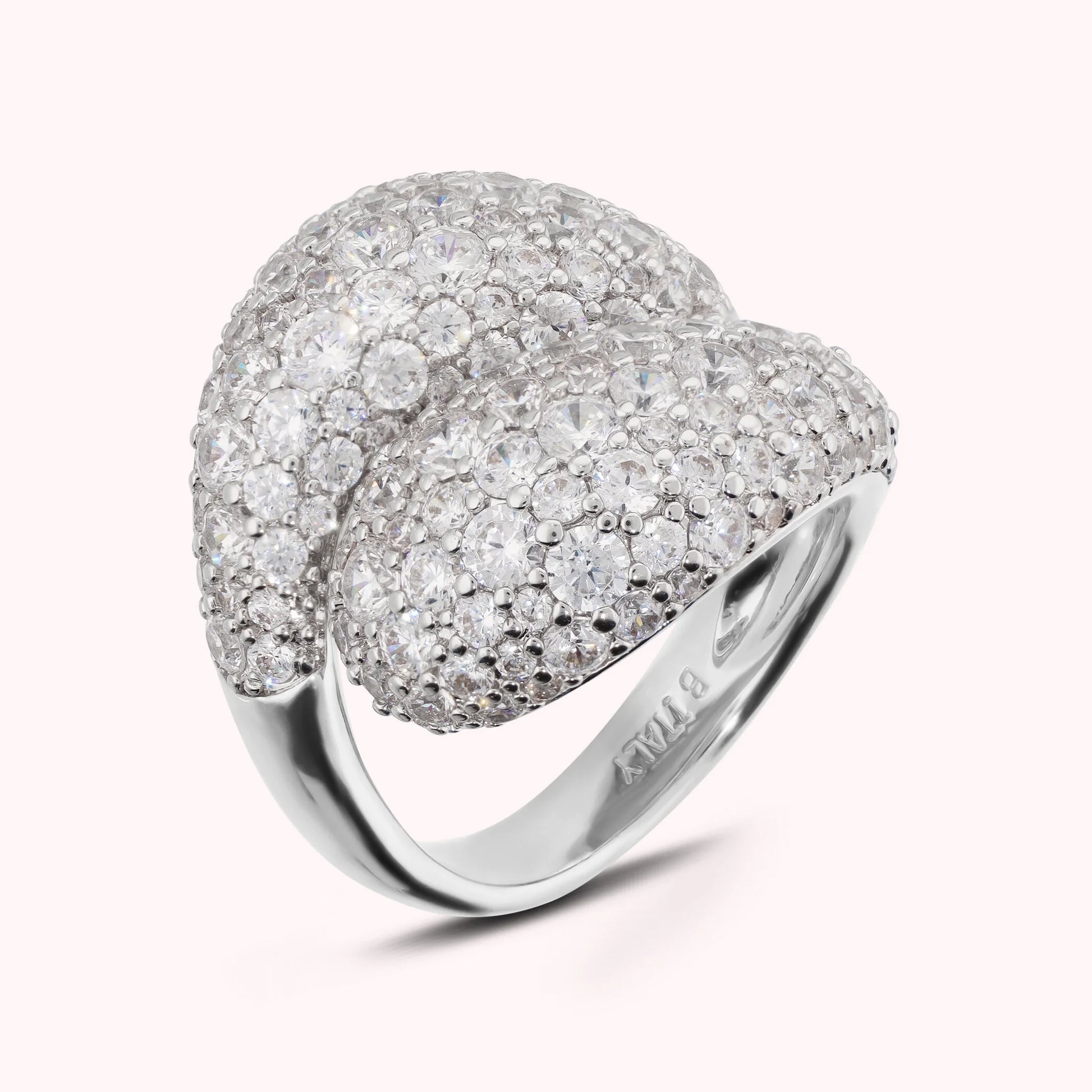 Contrarié-Ring mit Cubic-Zirkonia-Pavé