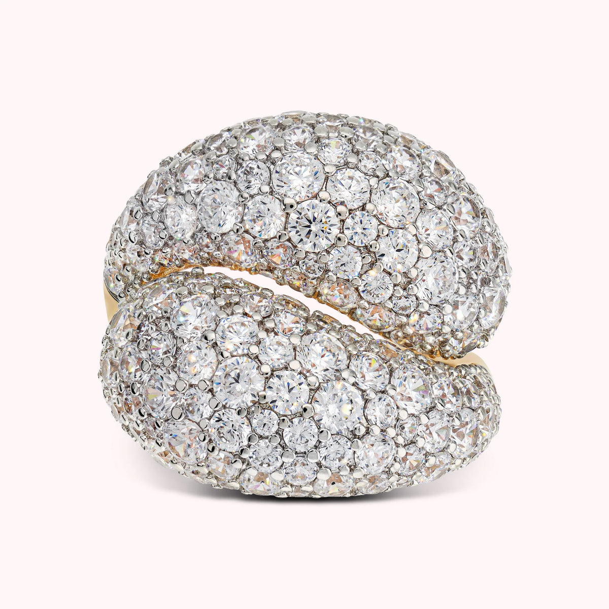 Contrarié-Ring mit Cubic-Zirkonia-Pavé