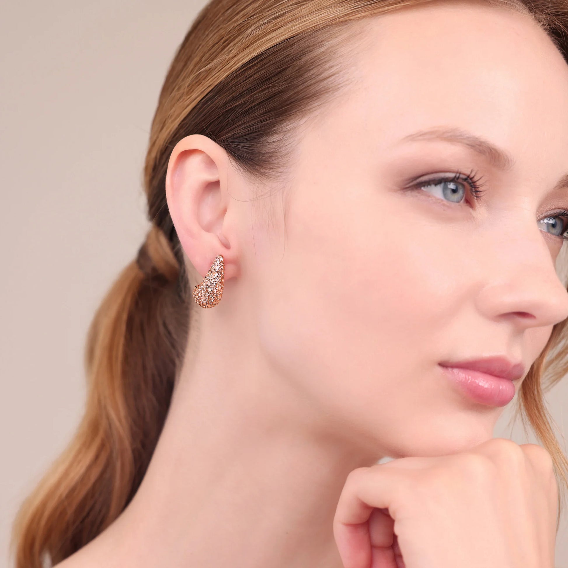 Boucles d'Oreilles Goutte avec Pavé de Zircon Cubique
