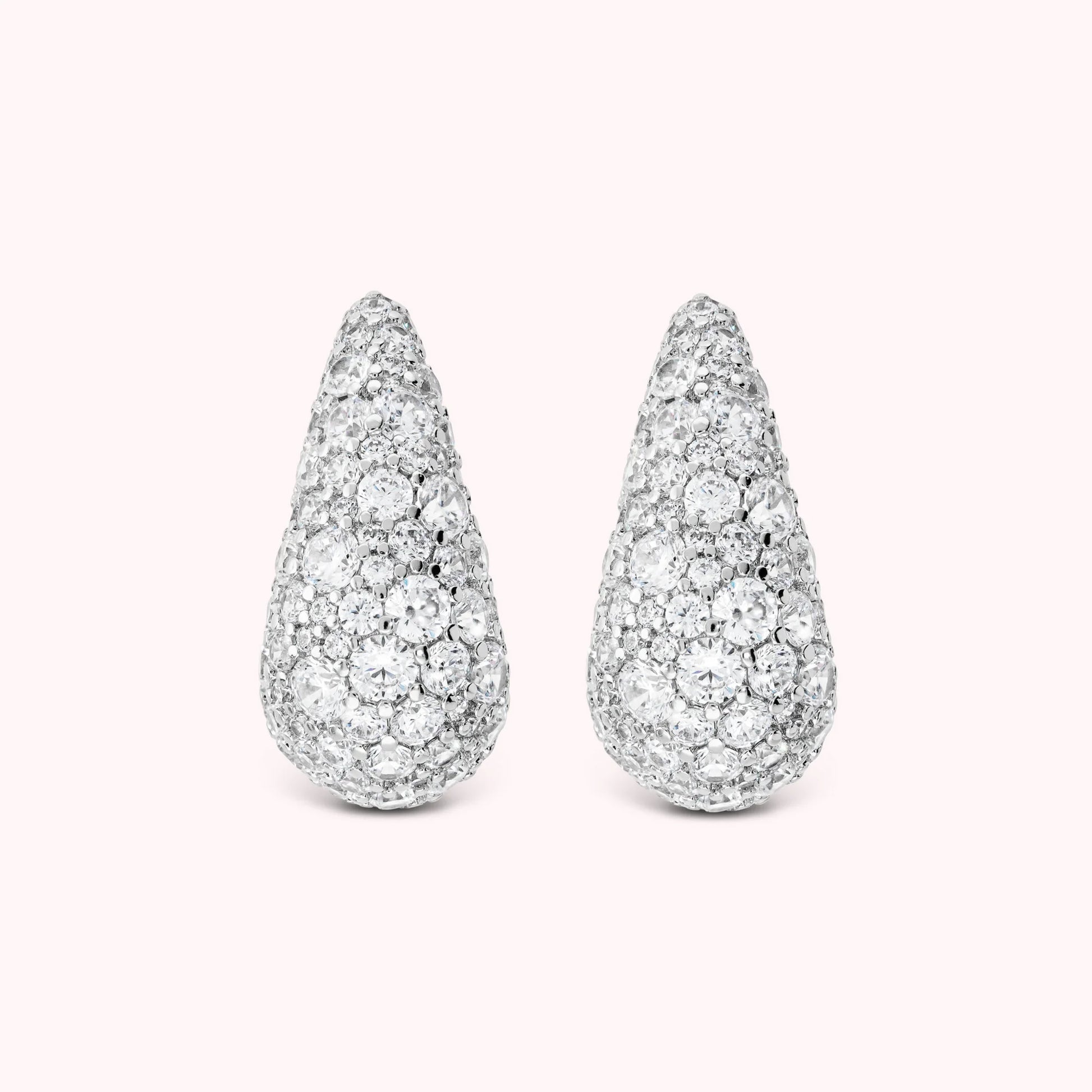 Boucles d'Oreilles Goutte avec Pavé de Zircon Cubique