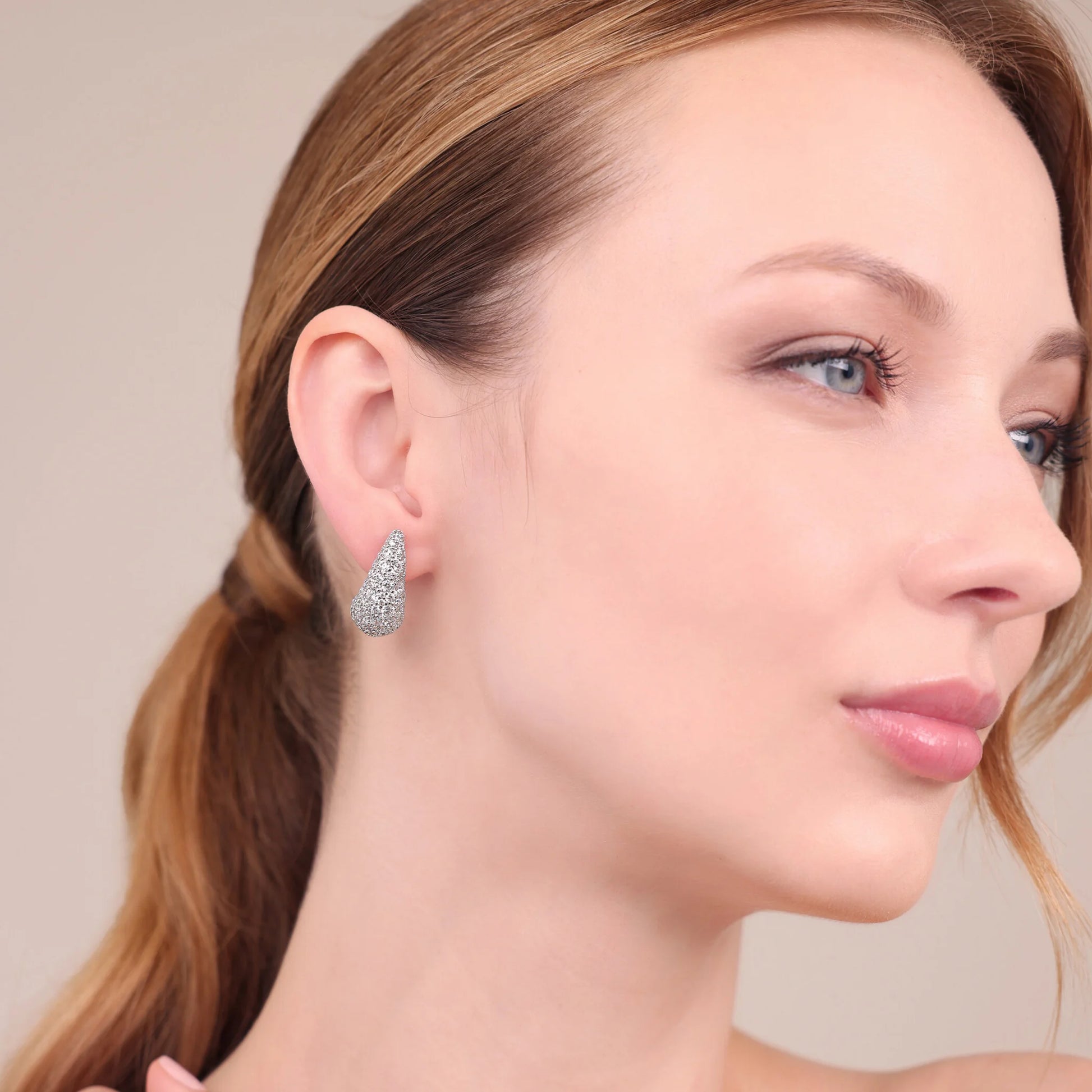 Boucles d'Oreilles Goutte avec Pavé de Zircon Cubique