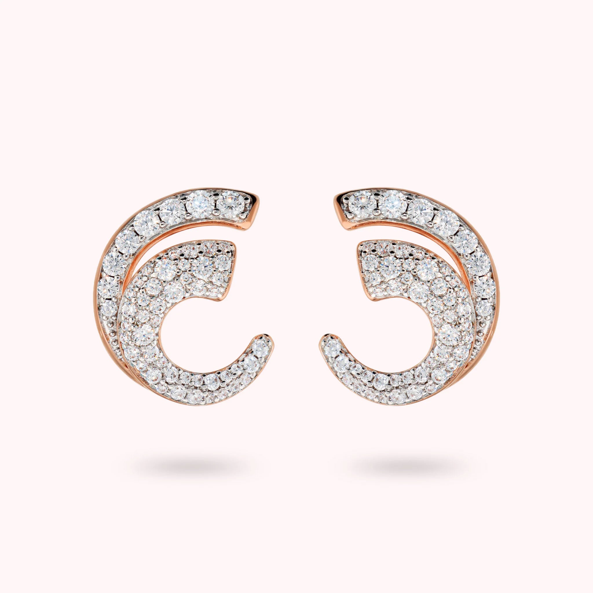 Spiral Earrings with Cubic Zirconia Pavé