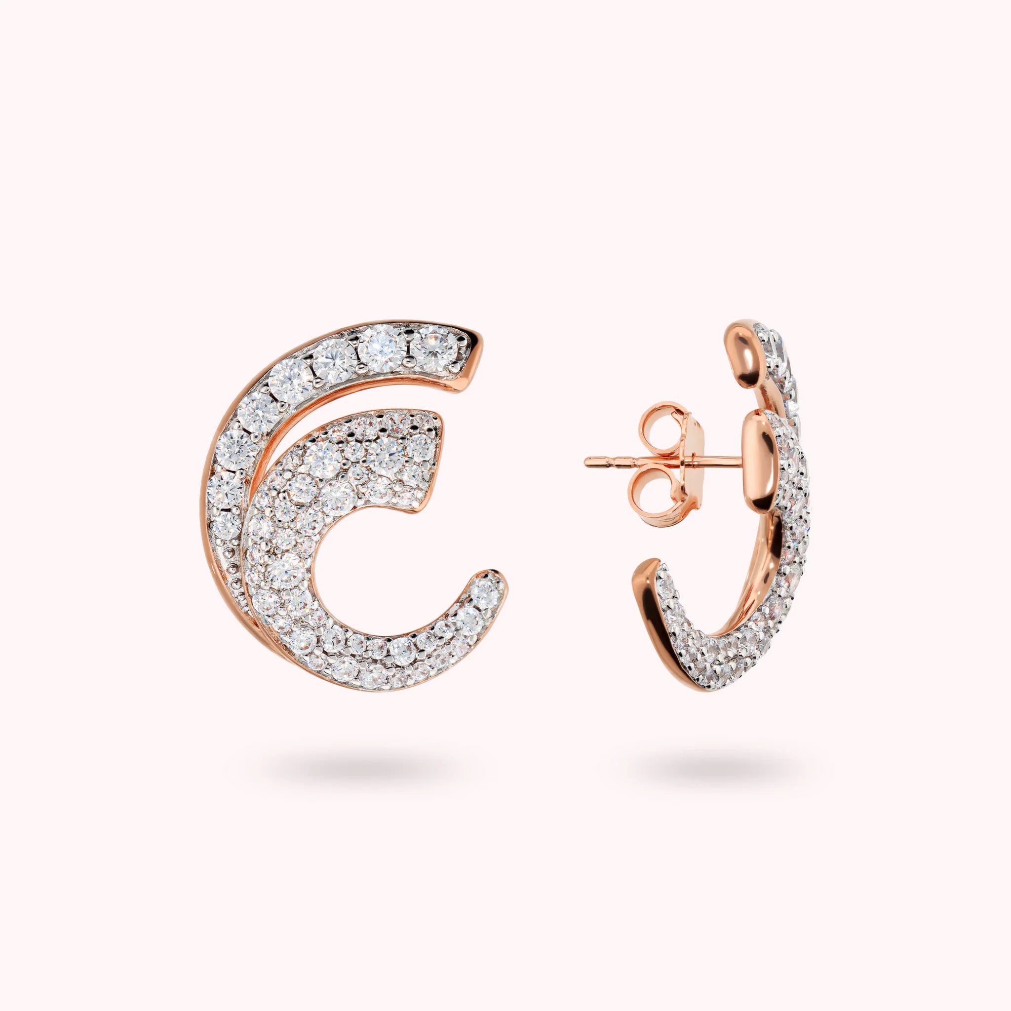 Spiral Earrings with Cubic Zirconia Pavé