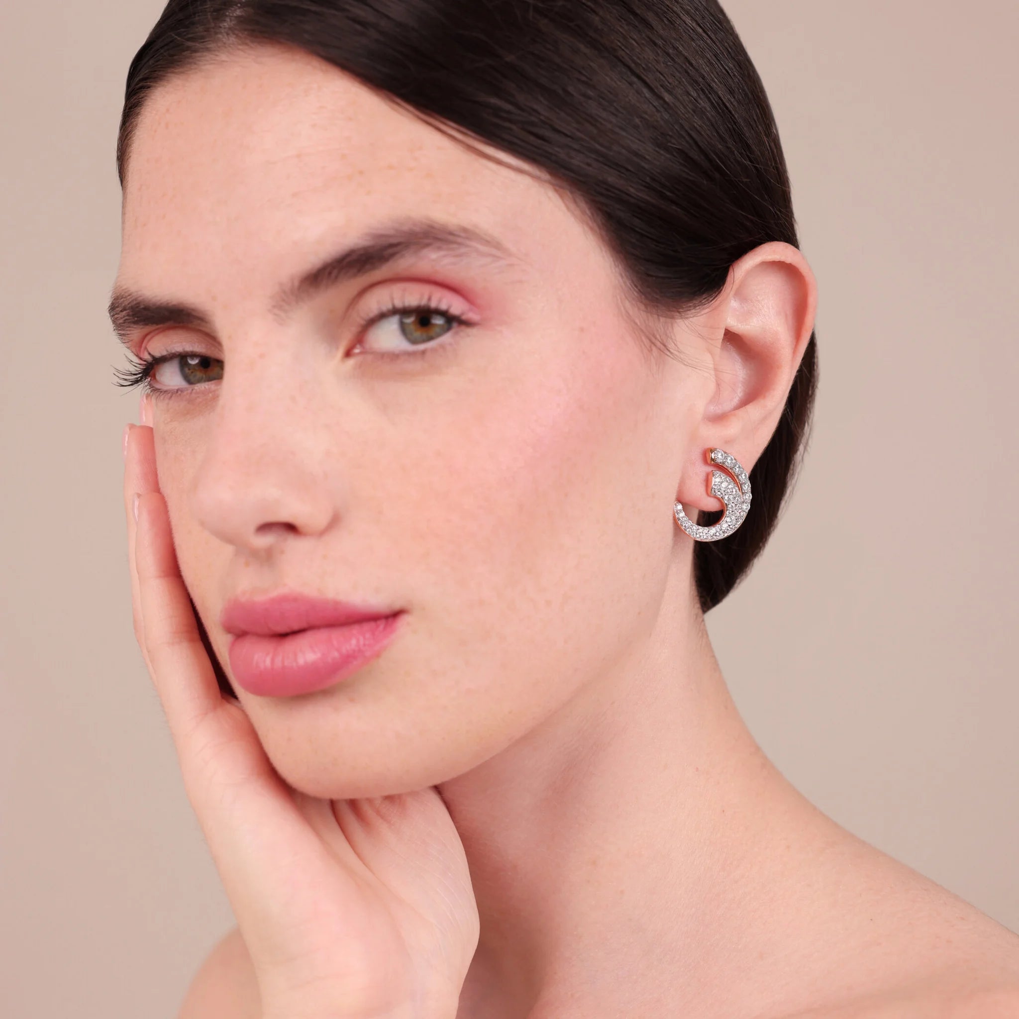 Spiral Earrings with Cubic Zirconia Pavé