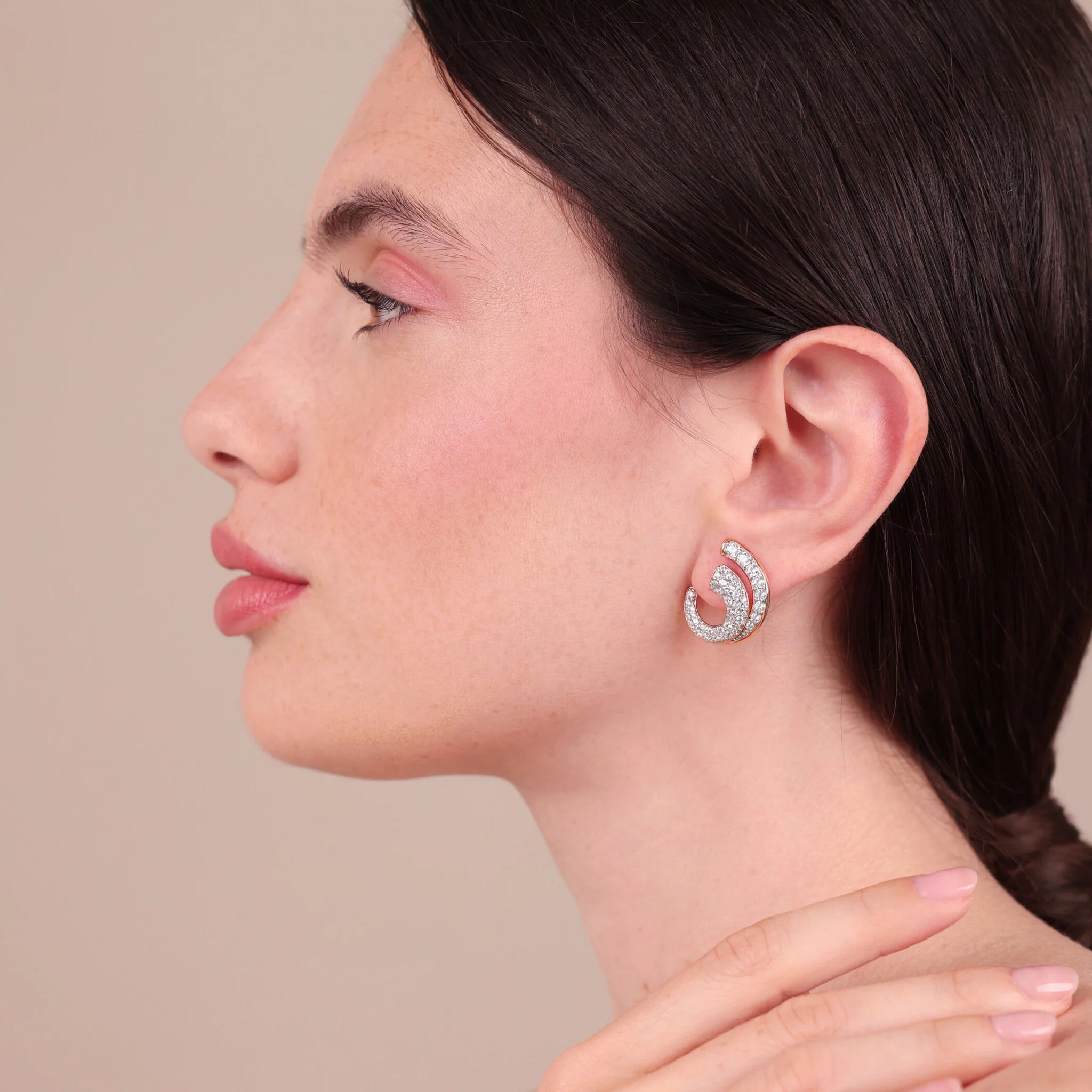 Spiral Earrings with Cubic Zirconia Pavé
