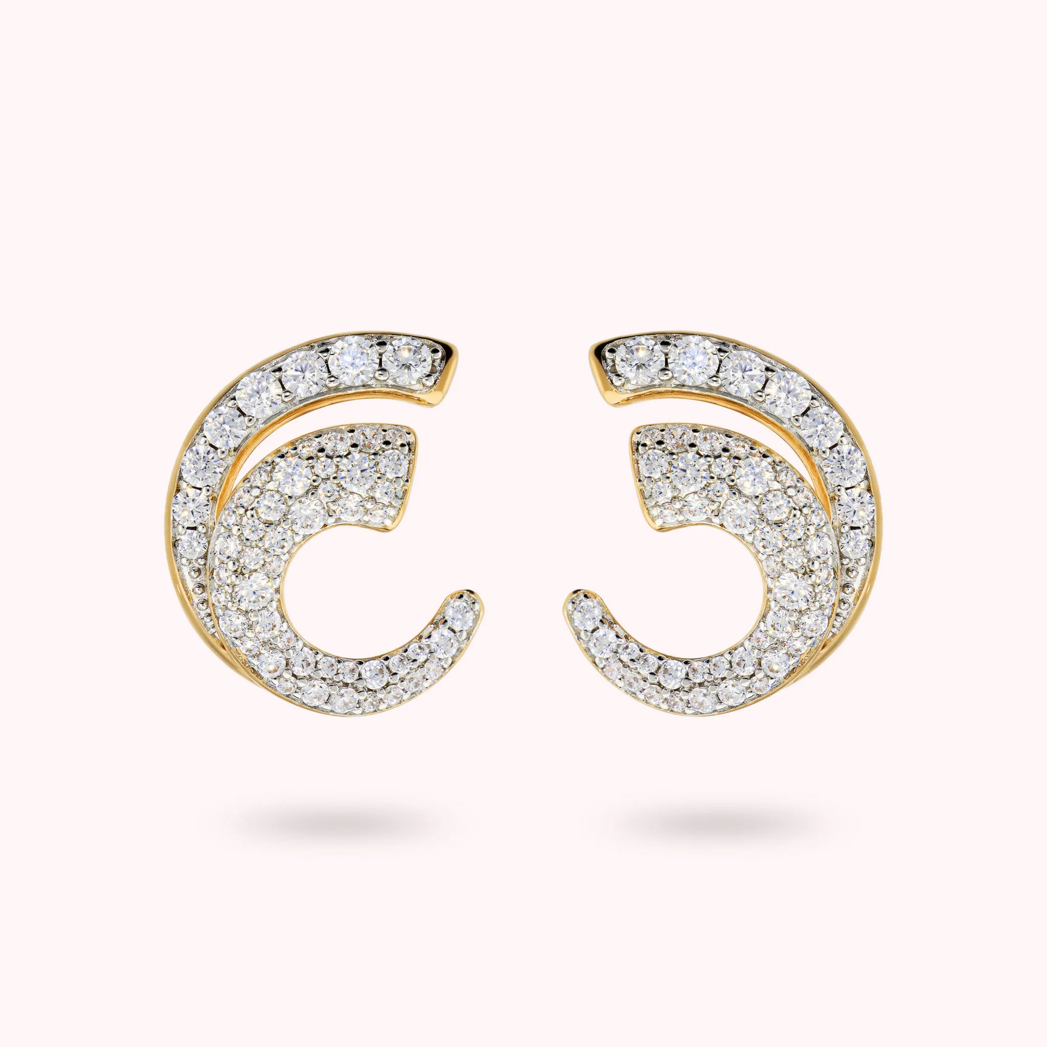 Spiral Earrings with Cubic Zirconia Pavé