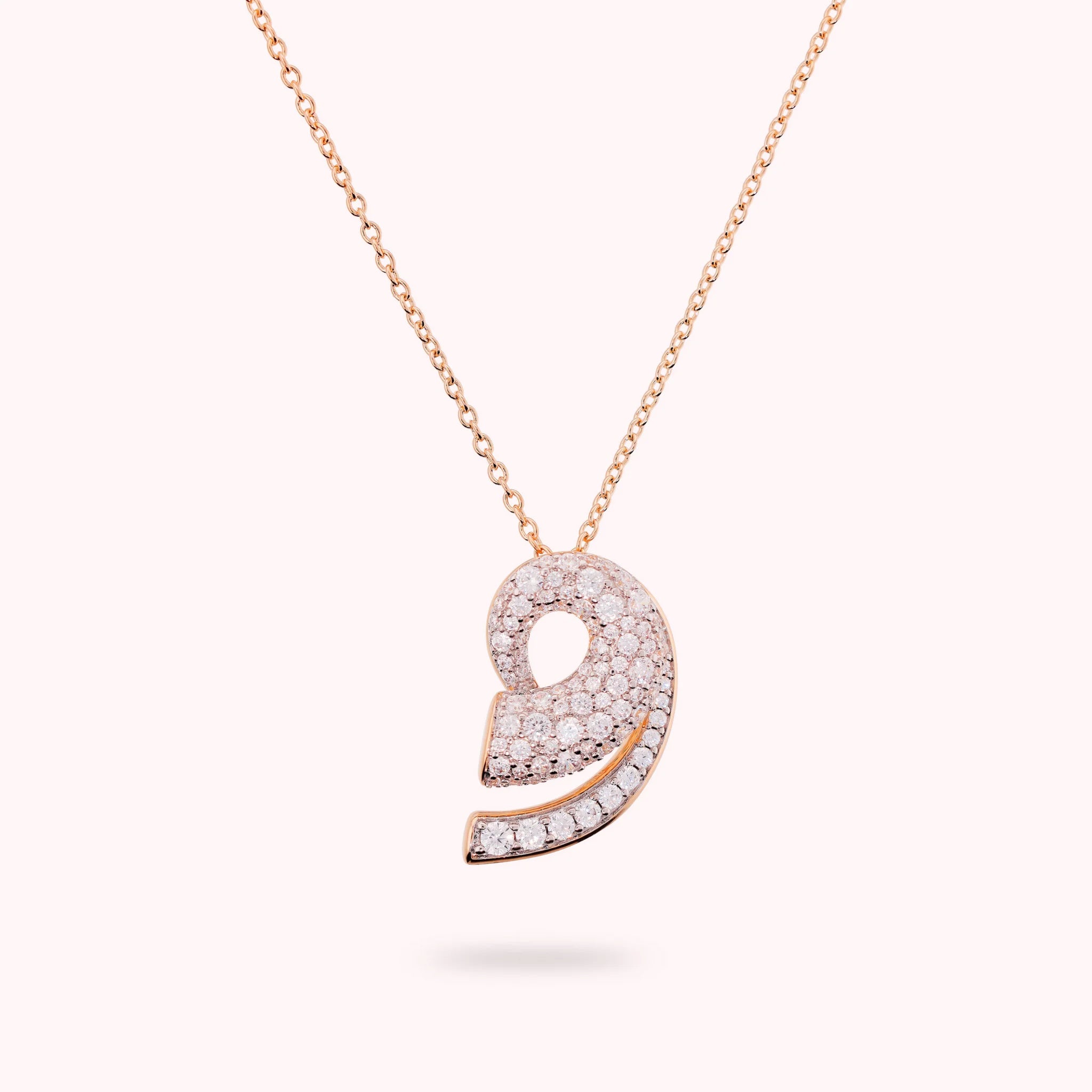 Spiral Pendant Necklace with Cubic Zirconia Pavé
