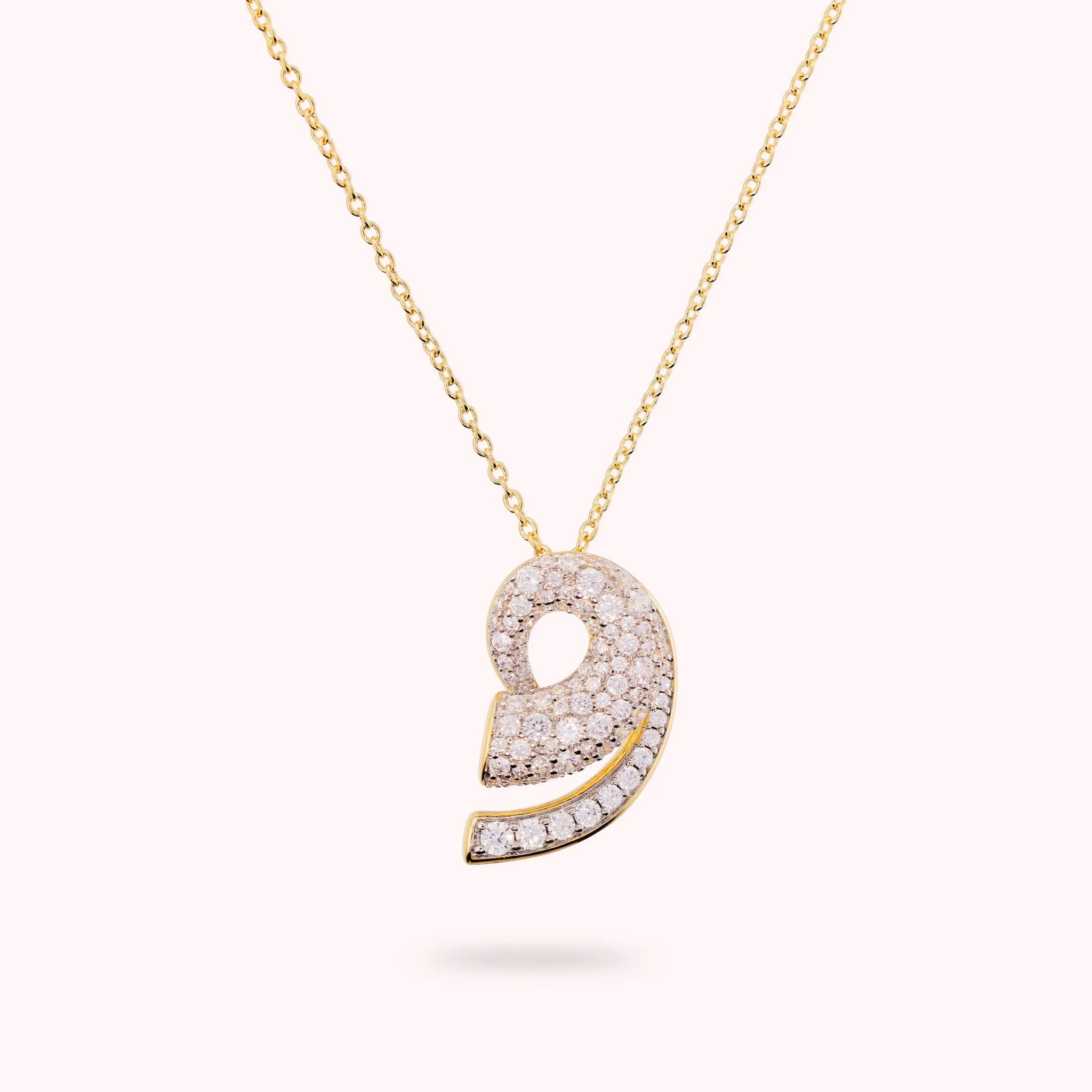 Spiral Pendant Necklace with Cubic Zirconia Pavé
