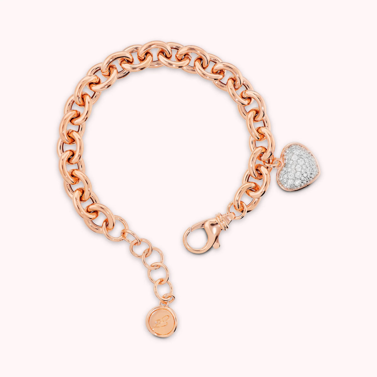 Bracelet pendentif cœur en pavé de zircone cubique