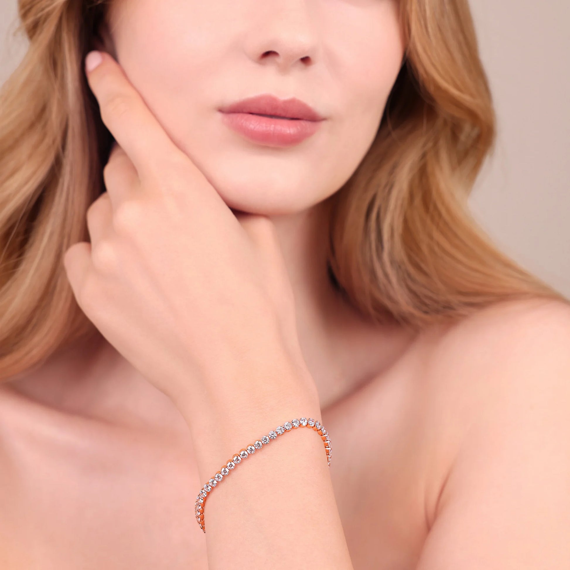 Bracelet Tennis avec Zircon Cubique Rond