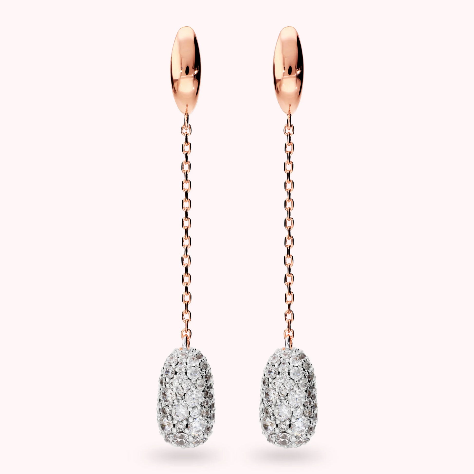 Orecchini Pendenti a Filo con Pavé di Cubic Zirconia