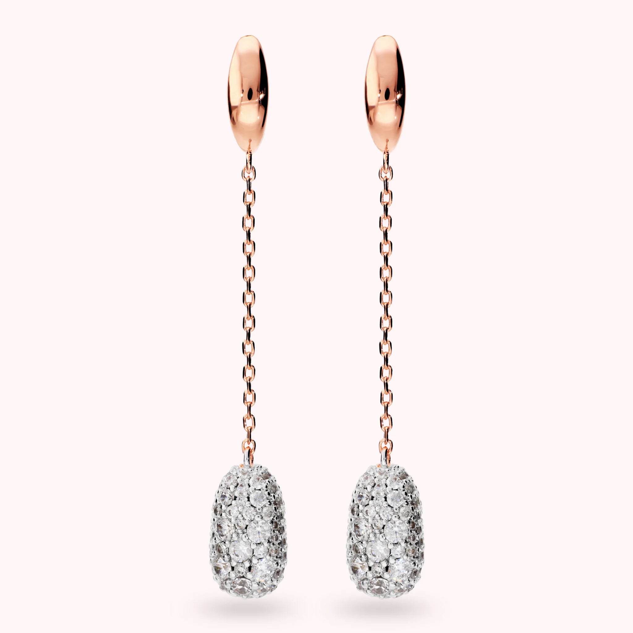 Thread Drop Earrings with Cubic Zirconia Pavé