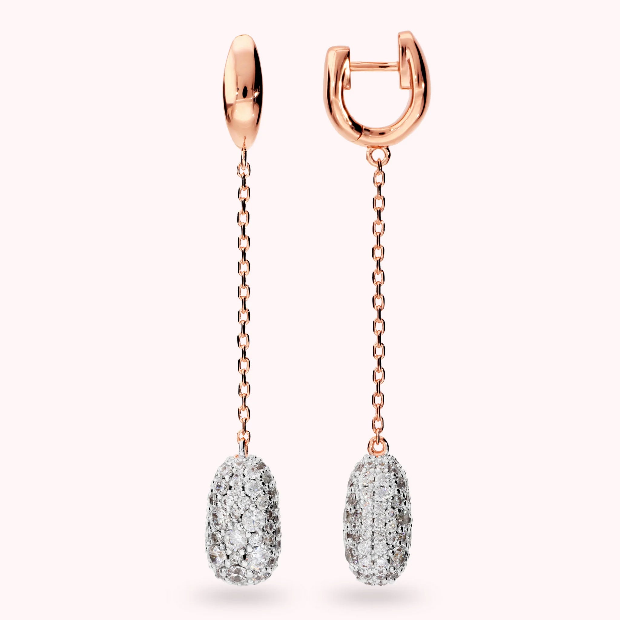 Thread Drop Earrings with Cubic Zirconia Pavé