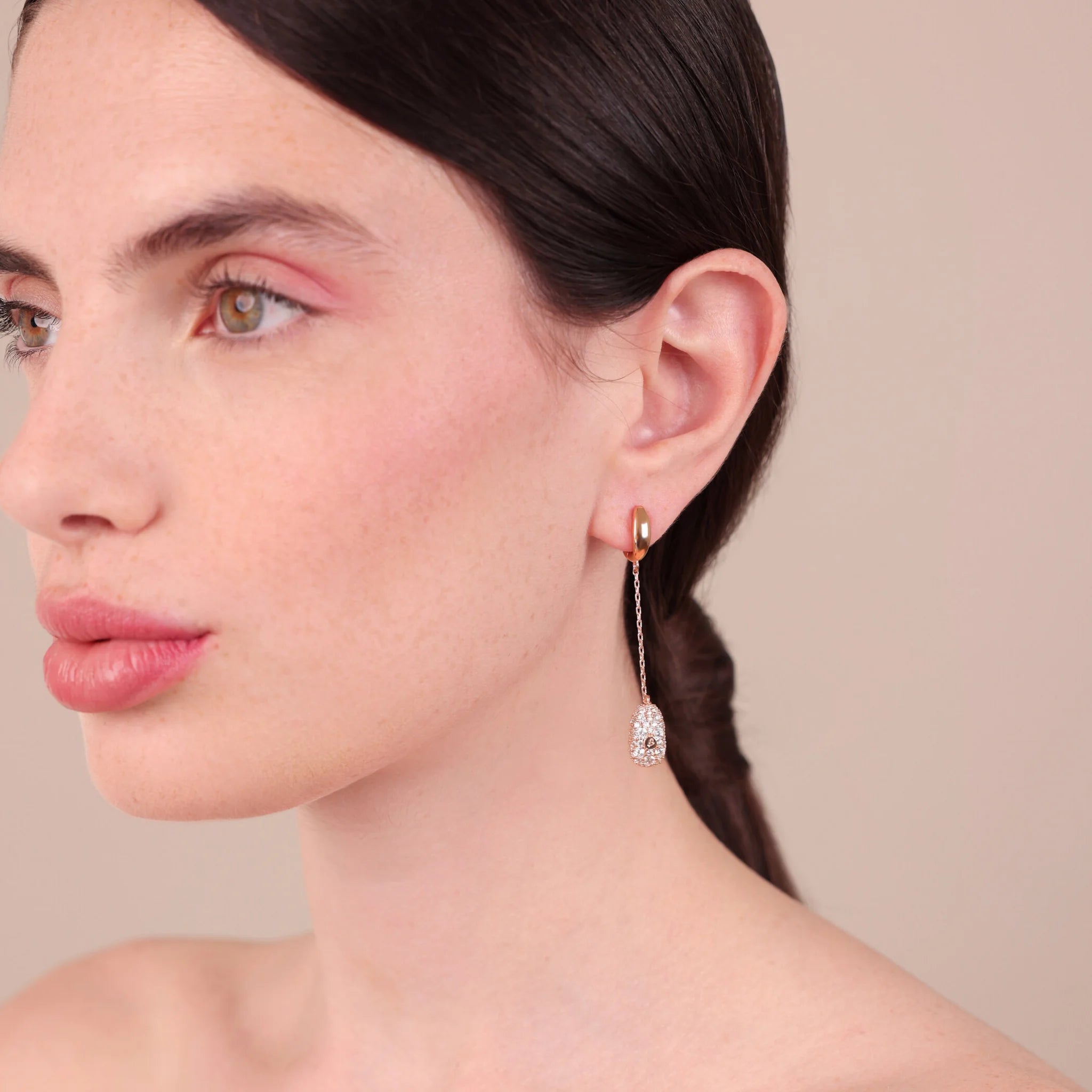 Thread Drop Earrings with Cubic Zirconia Pavé