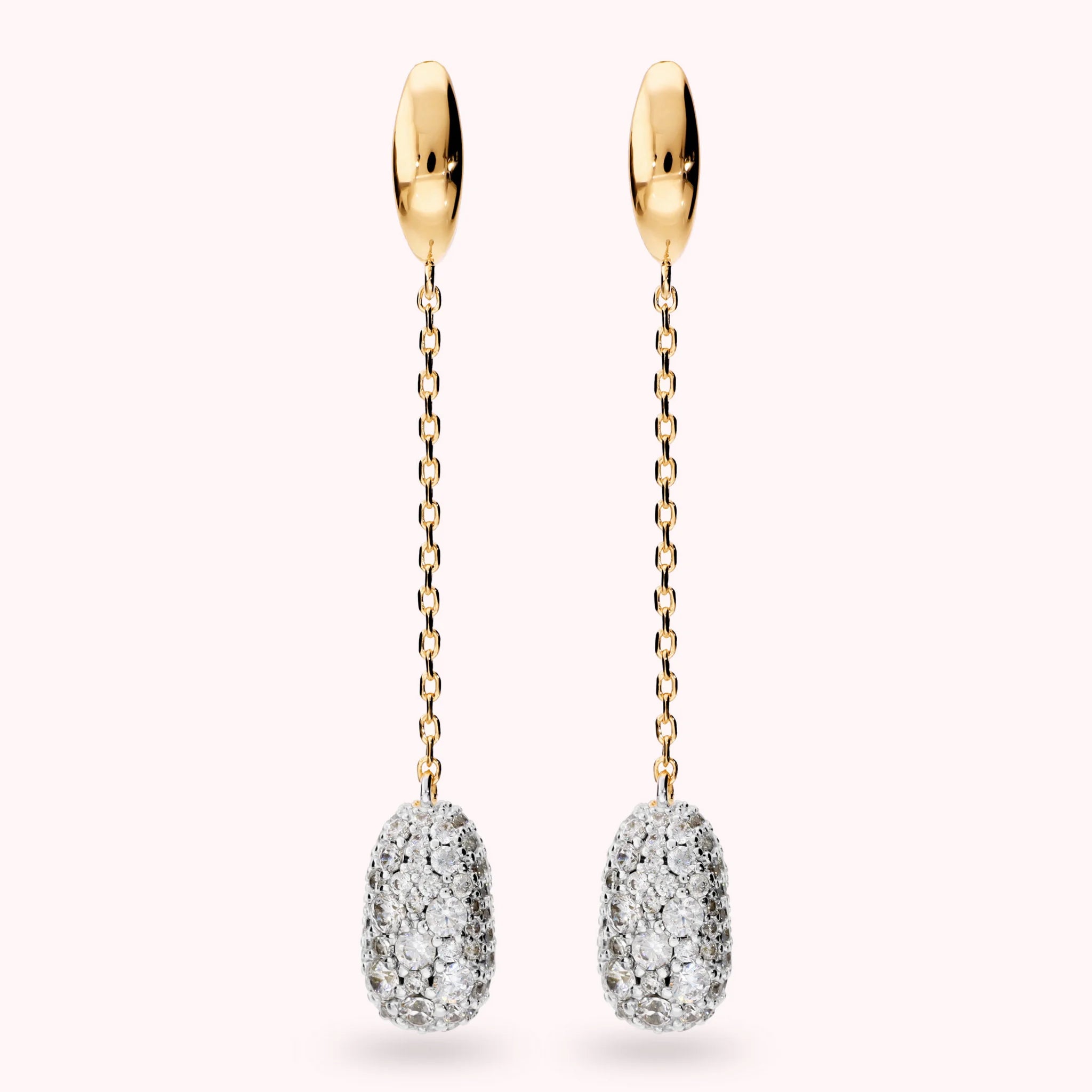 Thread Drop Earrings with Cubic Zirconia Pavé