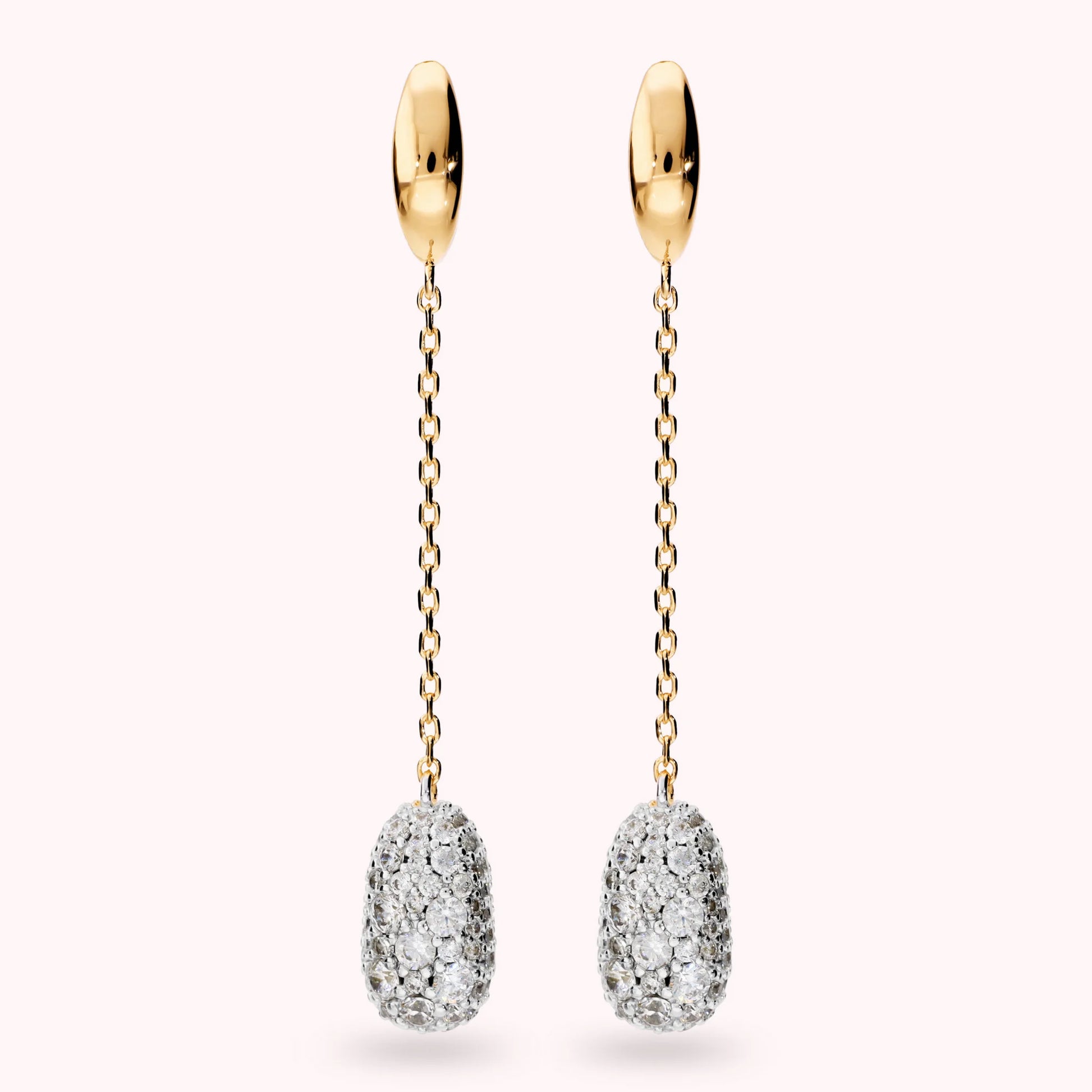 Orecchini Pendenti a Filo con Pavé di Cubic Zirconia