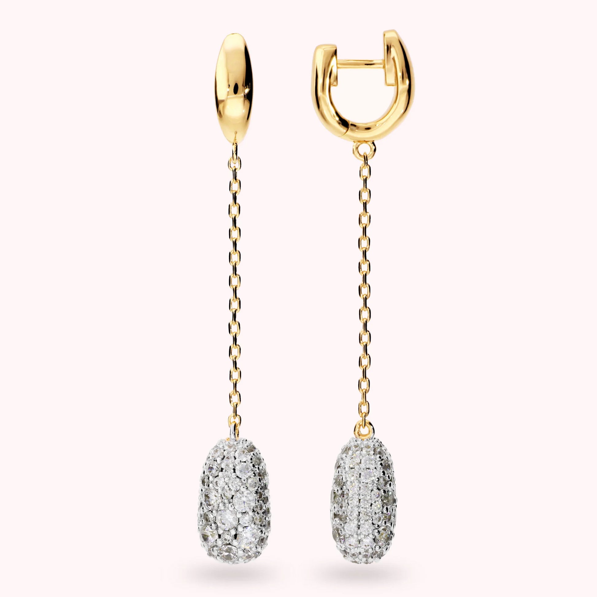 Orecchini Pendenti a Filo con Pavé di Cubic Zirconia