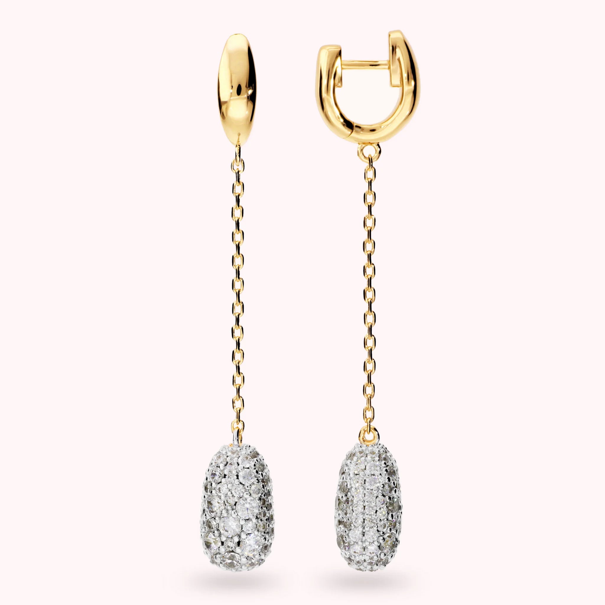 Thread Drop Earrings with Cubic Zirconia Pavé
