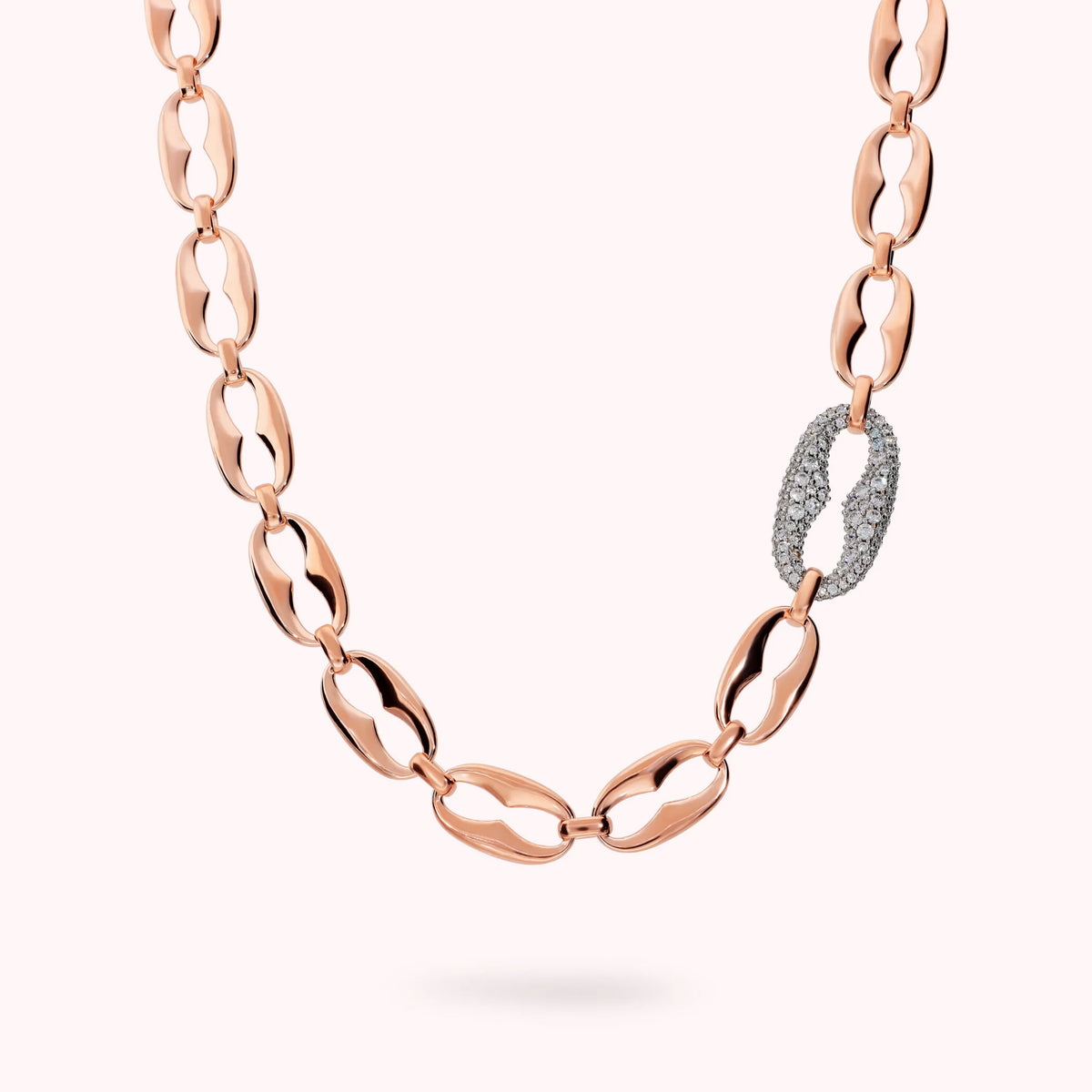 Collana Maxi Maglia Marina e Pavé di Cubic Zirconia
