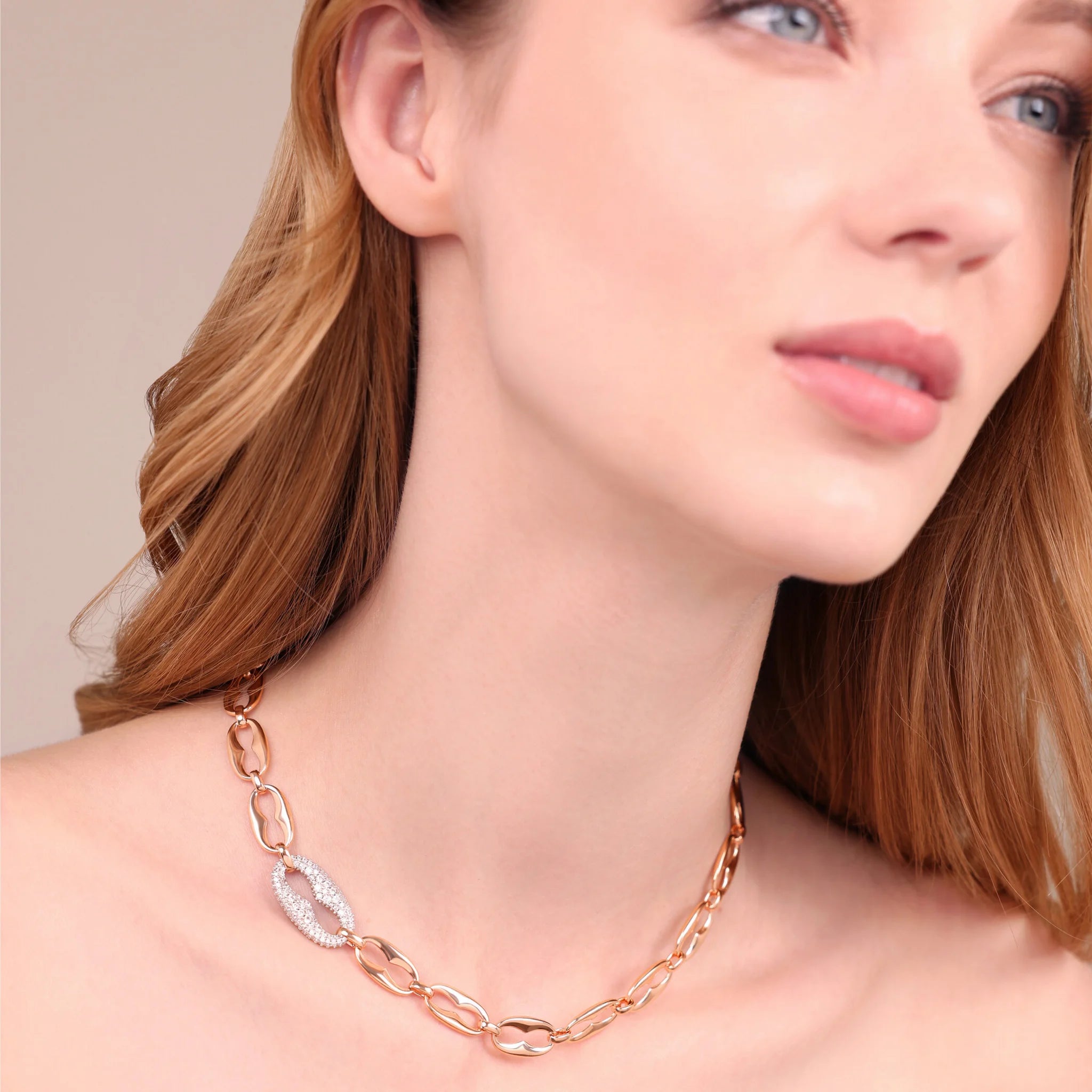 Maxi Marine Chain Necklace with Cubic Zirconia Pavé
