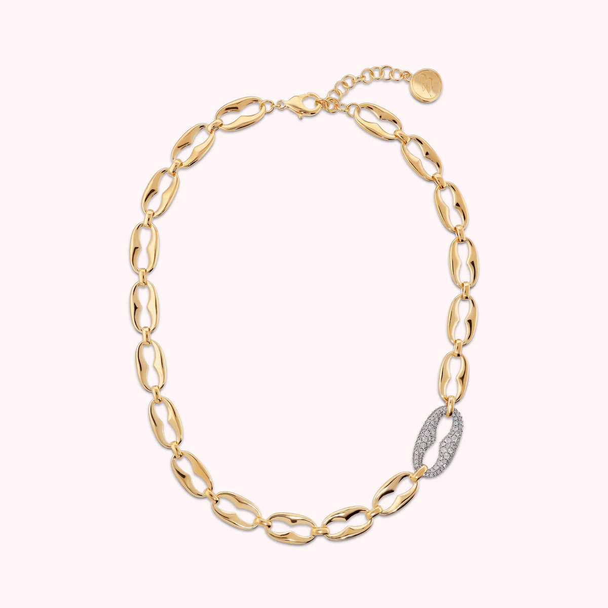 Collana Maxi Maglia Marina e Pavé di Cubic Zirconia