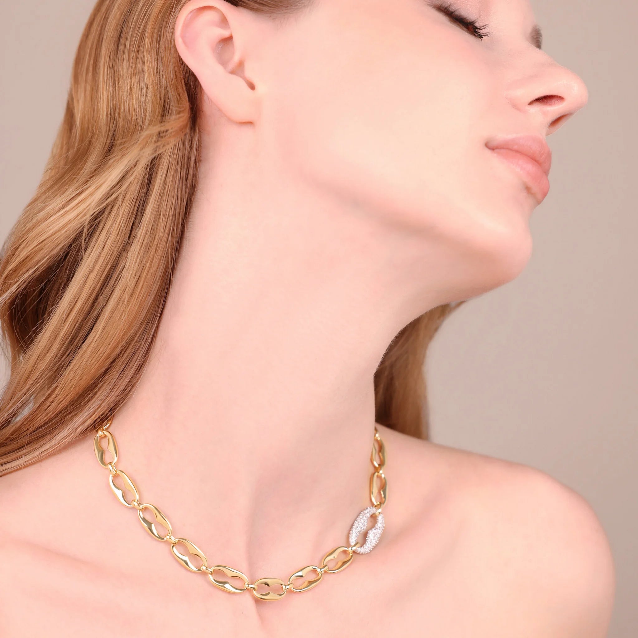 Maxi Marine Chain Necklace with Cubic Zirconia Pavé
