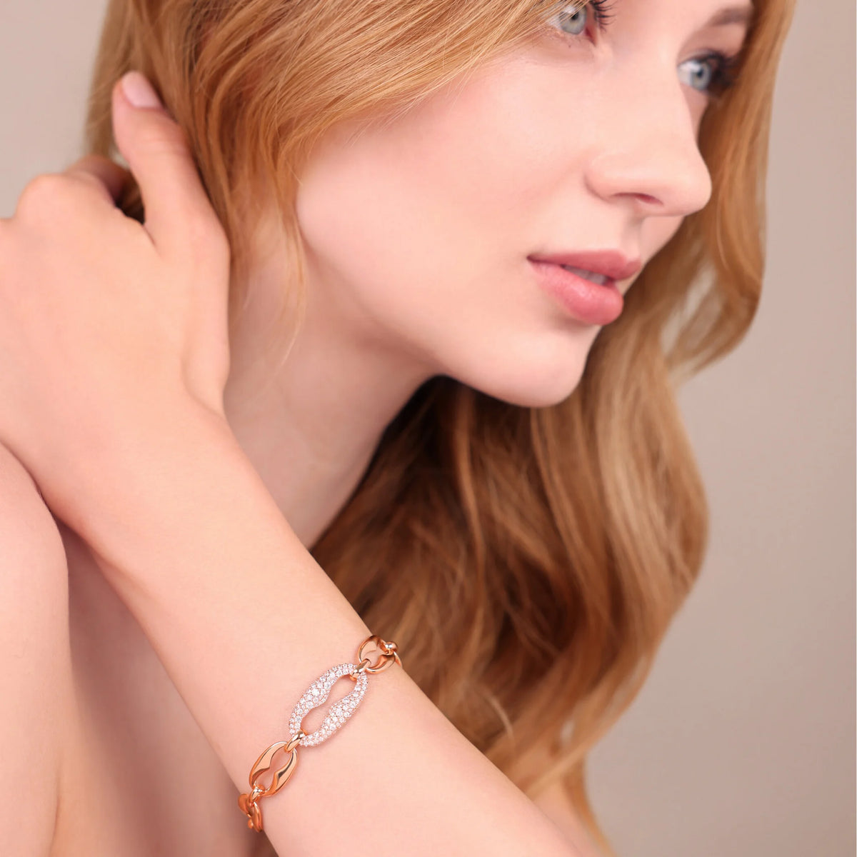 Bracciale Maxi Maglia Marina e Pavé di Cubic Zirconia