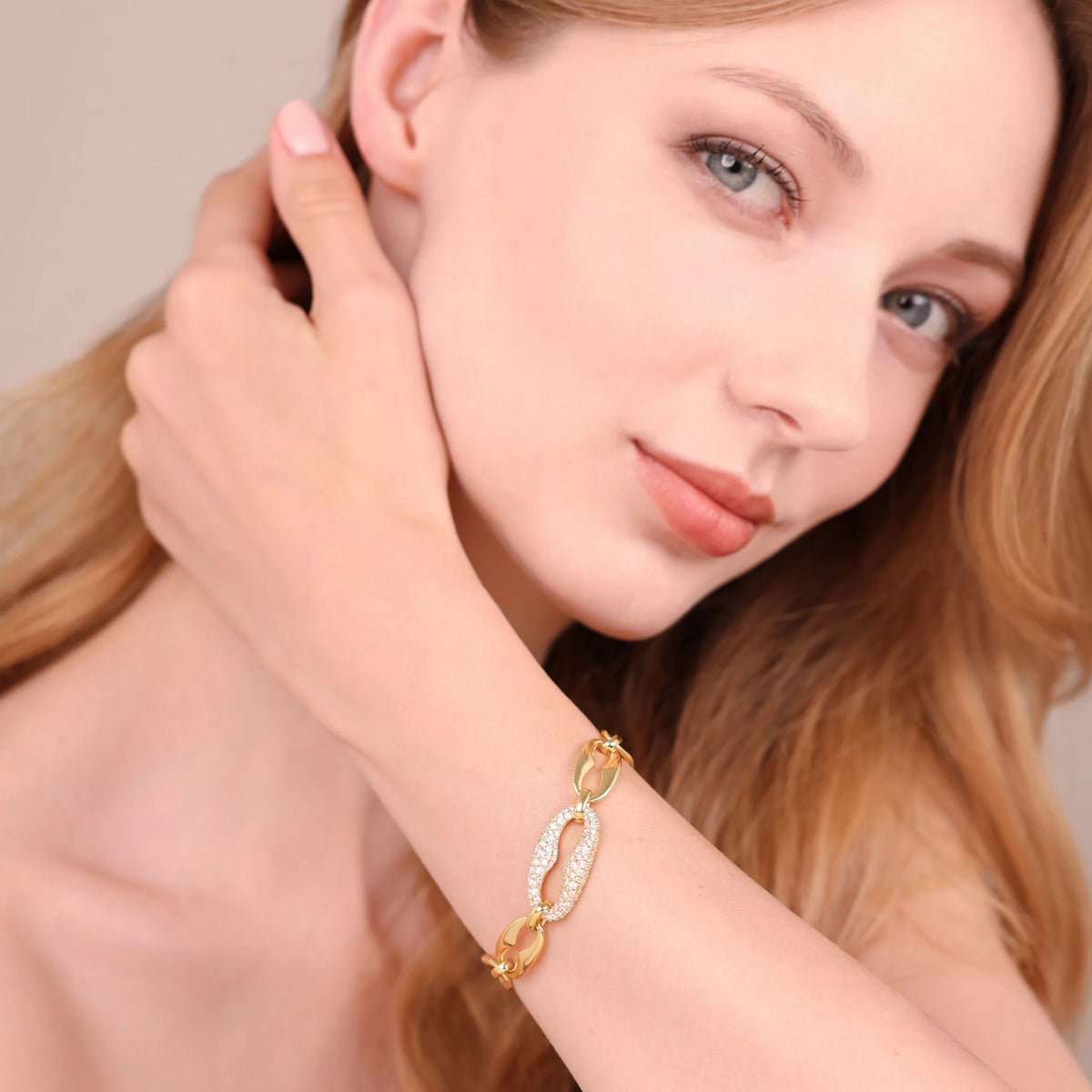 Bracciale Maxi Maglia Marina e Pavé di Cubic Zirconia
