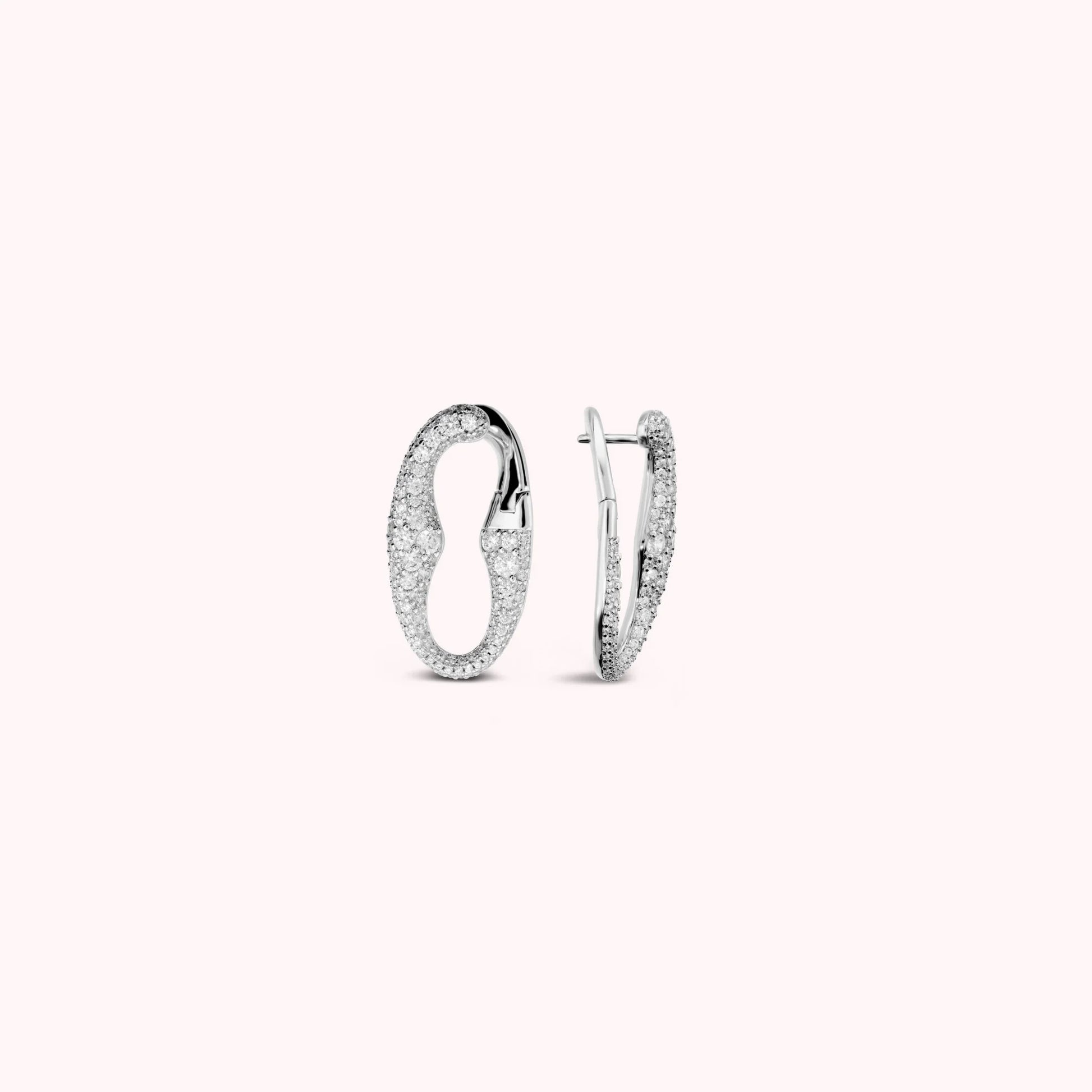 Orecchini Glow Maxi Maglia Marina con Pavé di Cubic Zirconia