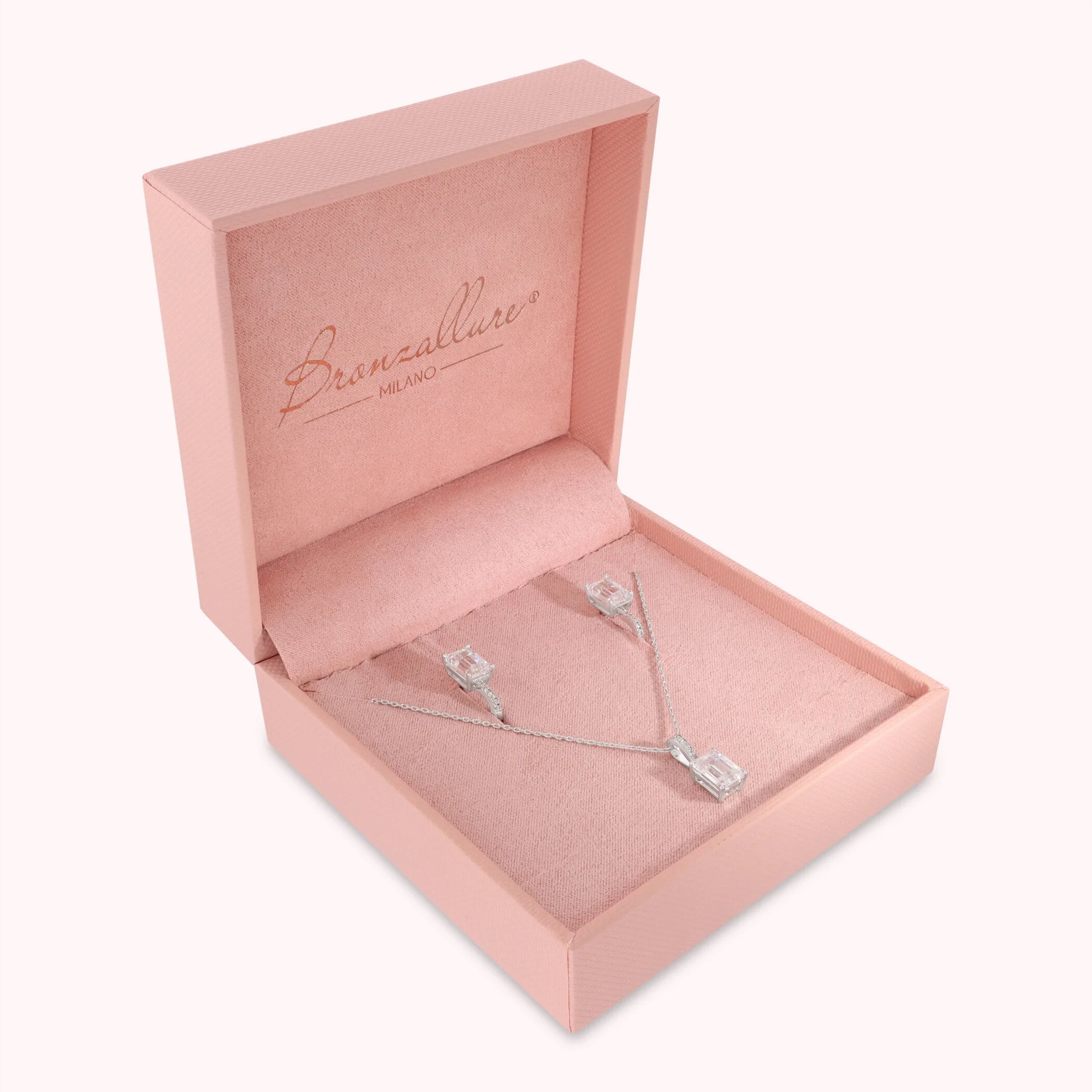 Set Necklace + Earrings with Baguette Cubic Zirconia