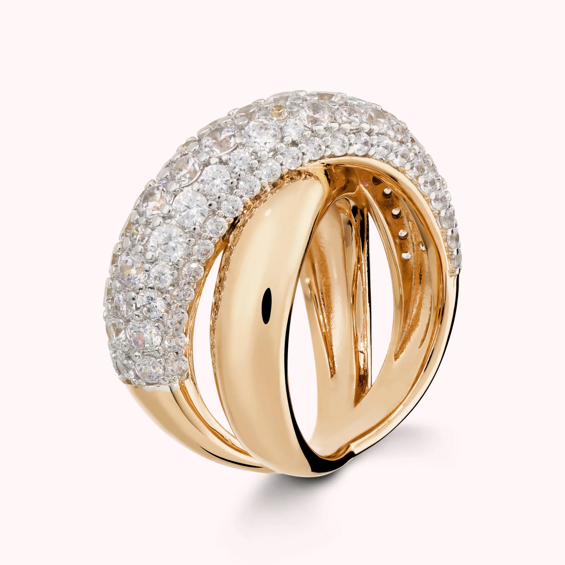 Anello a Intreccio in Pavé di Cubic Zirconia