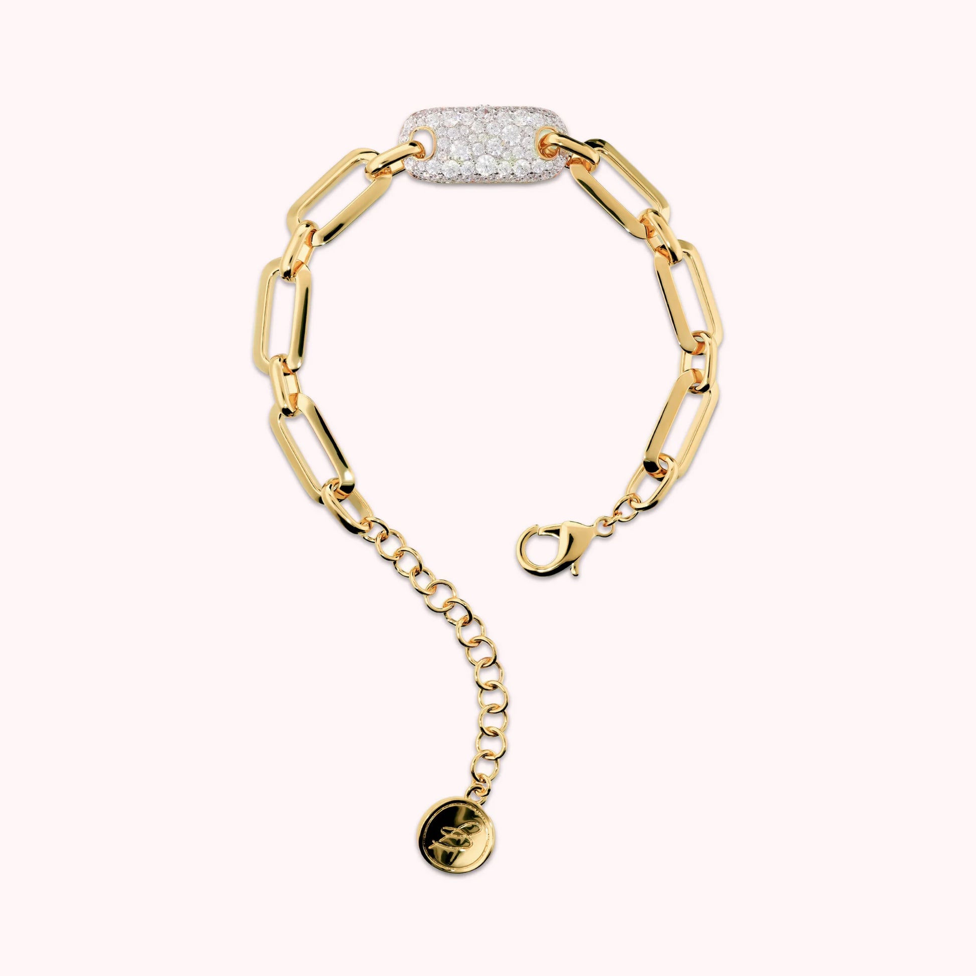 Bracciale Maglia Ovale Squadrata con Pavé di Cubic Zirconia