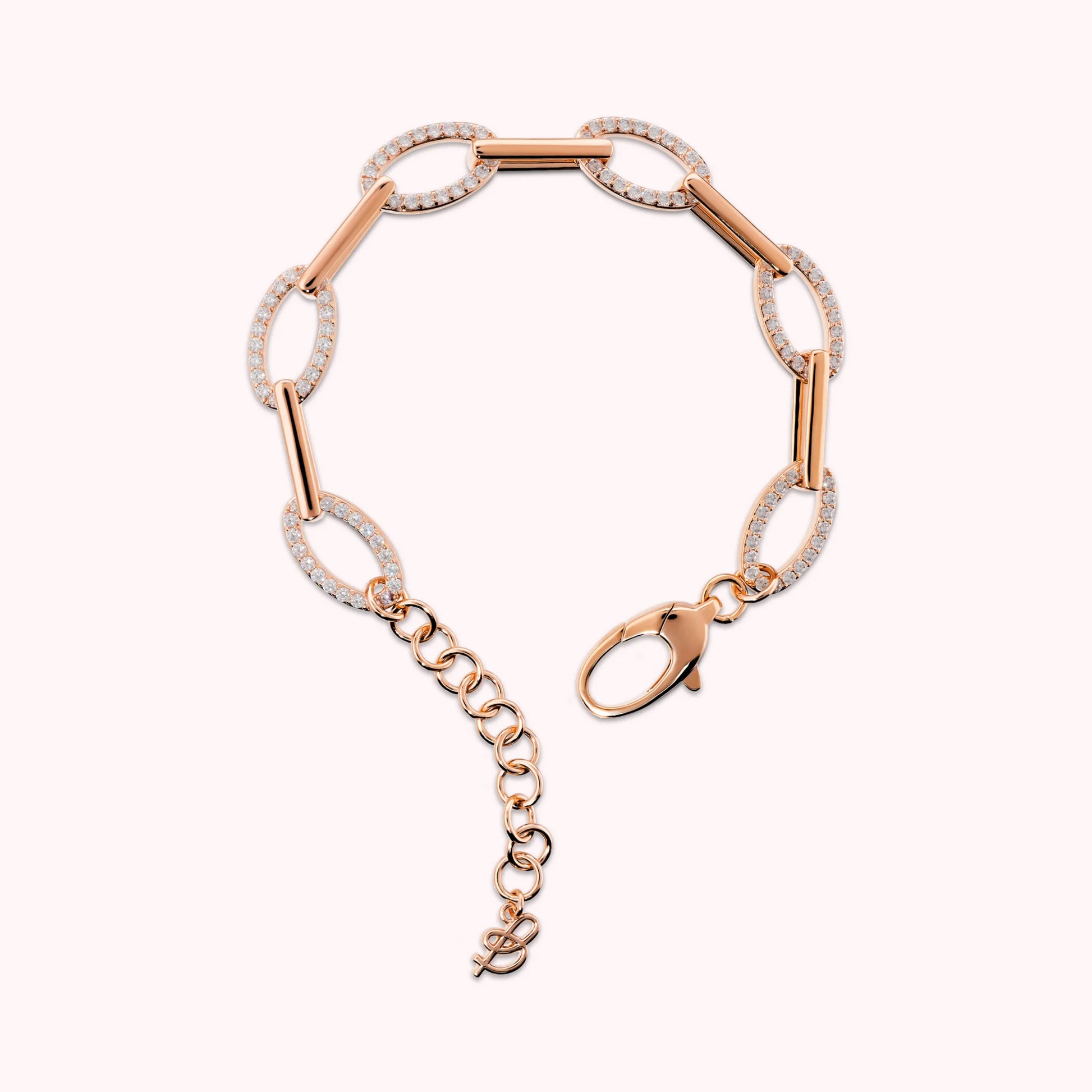 Alternate Links Bracelet with Cubic Zirconia Pavé