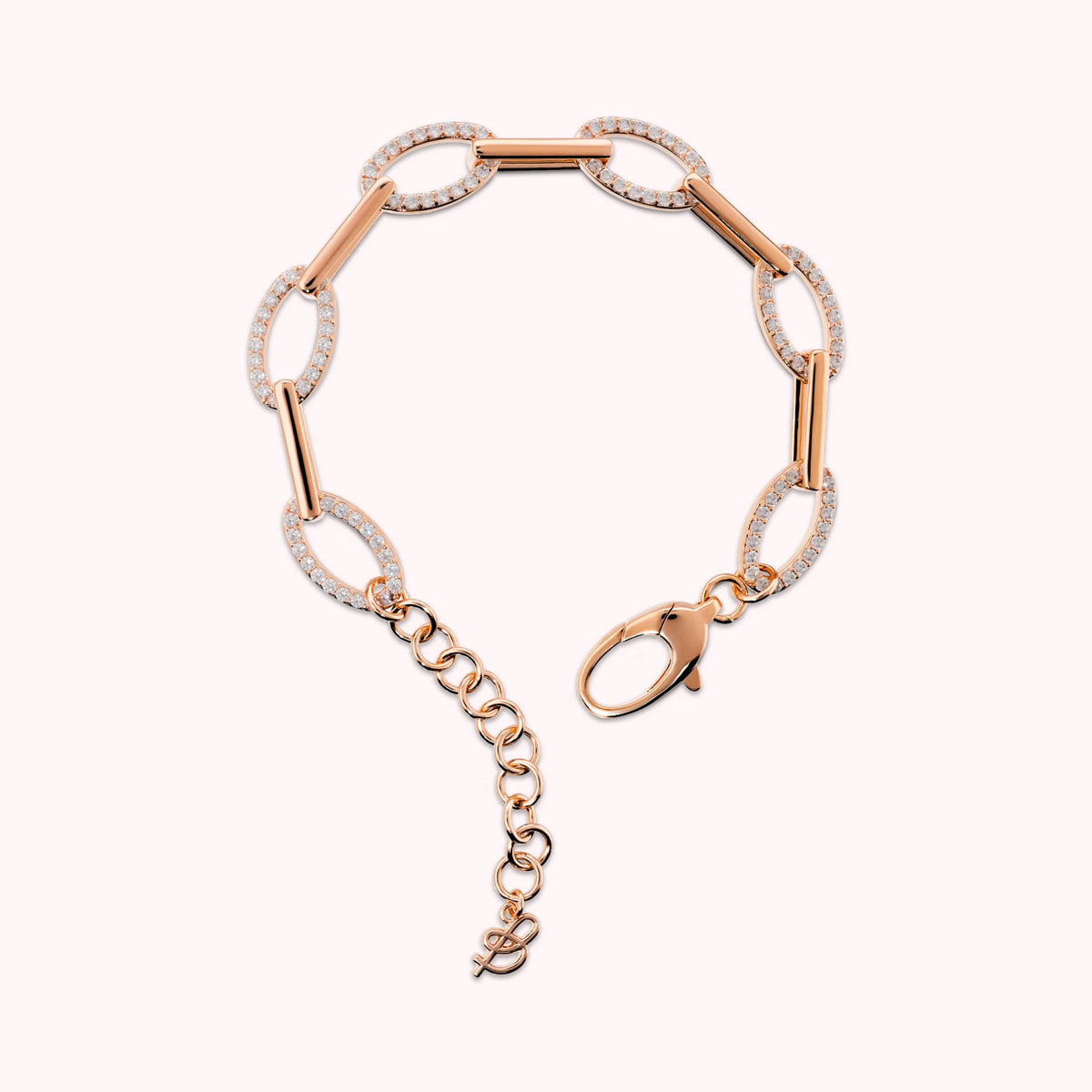 Bracelet Mailles Alternées avec Pavé de Zirconium Cubique