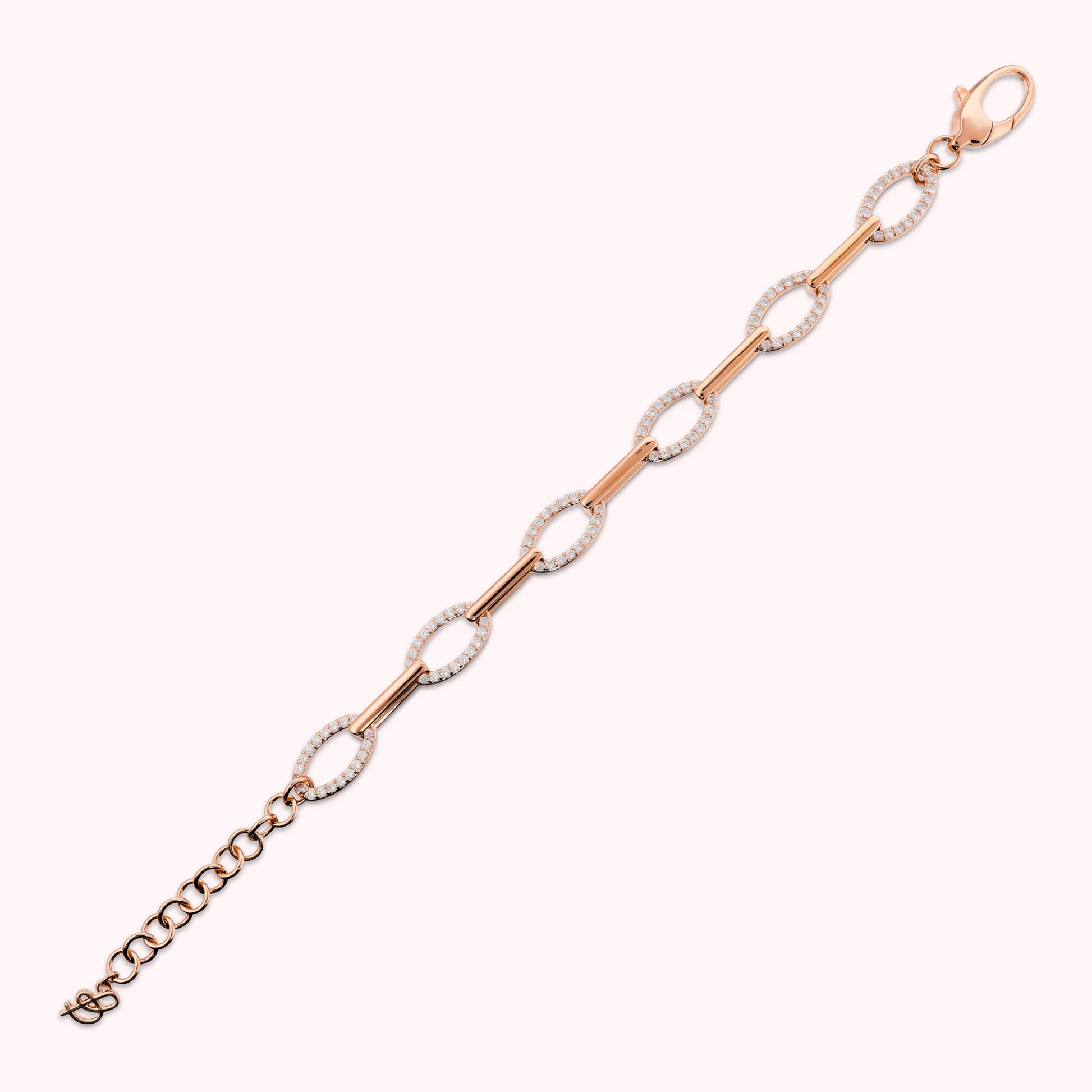 Bracelet Mailles Alternées avec Pavé de Zirconium Cubique
