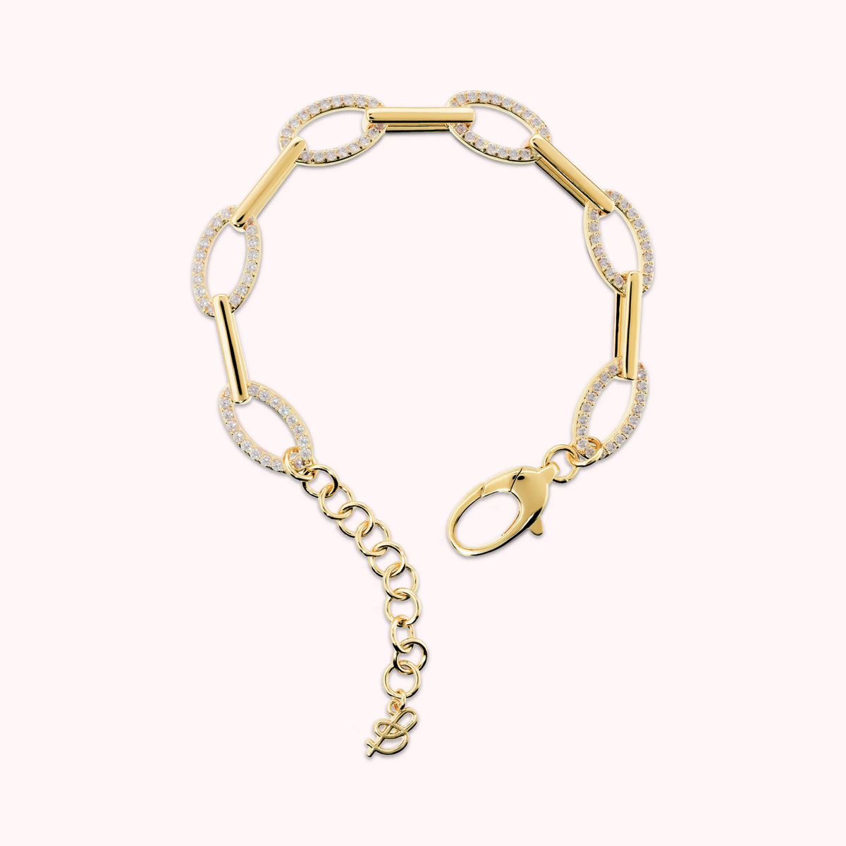 Armband mit abwechselnden Gliedern und Cubic Zirconia Pavé