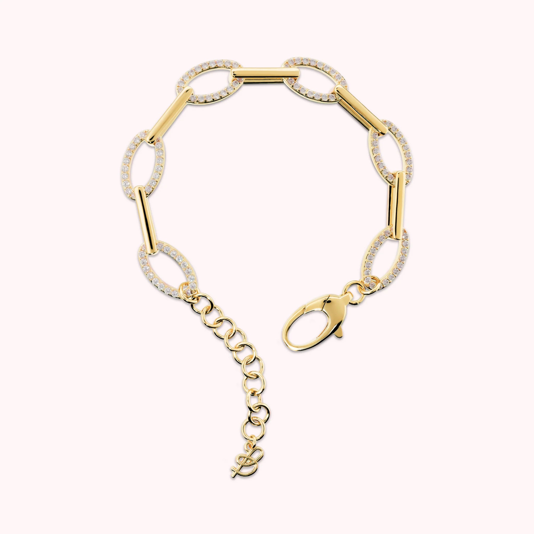 Alternate Links Bracelet with Cubic Zirconia Pavé