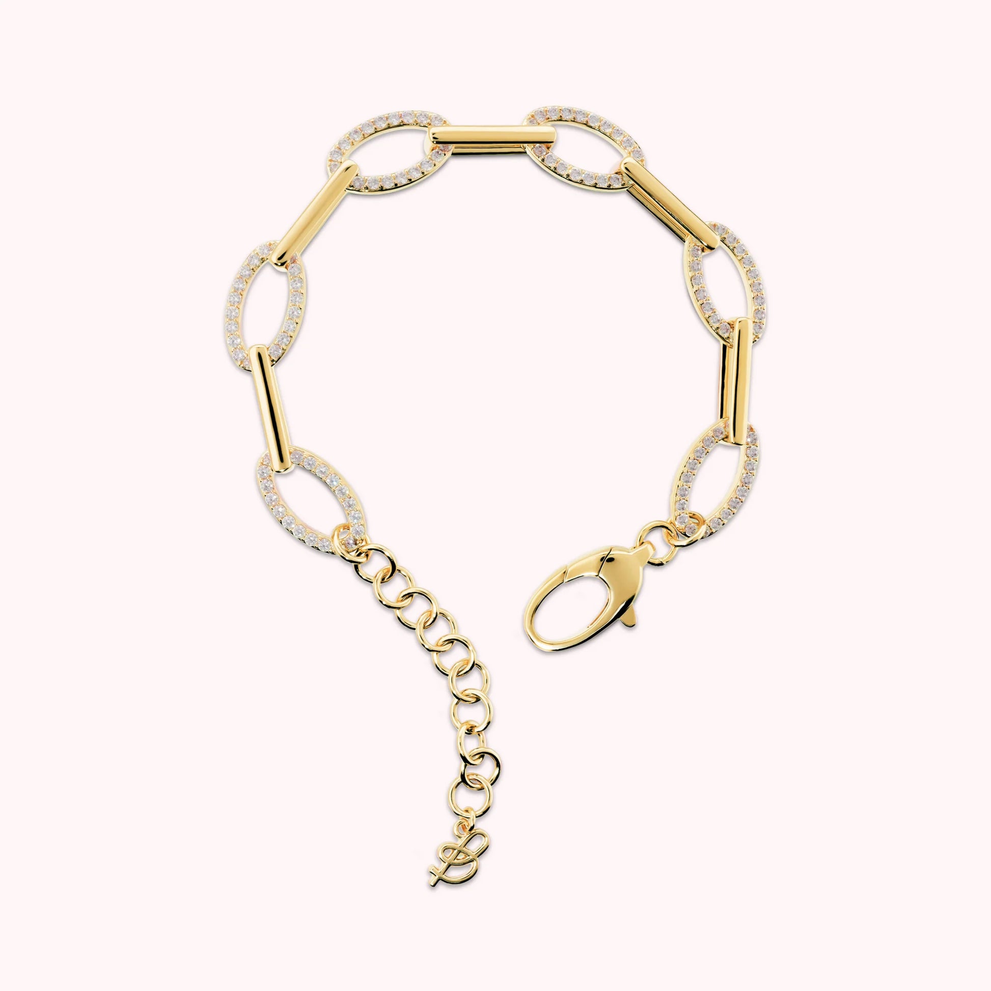 Bracelet Mailles Alternées avec Pavé de Zirconium Cubique