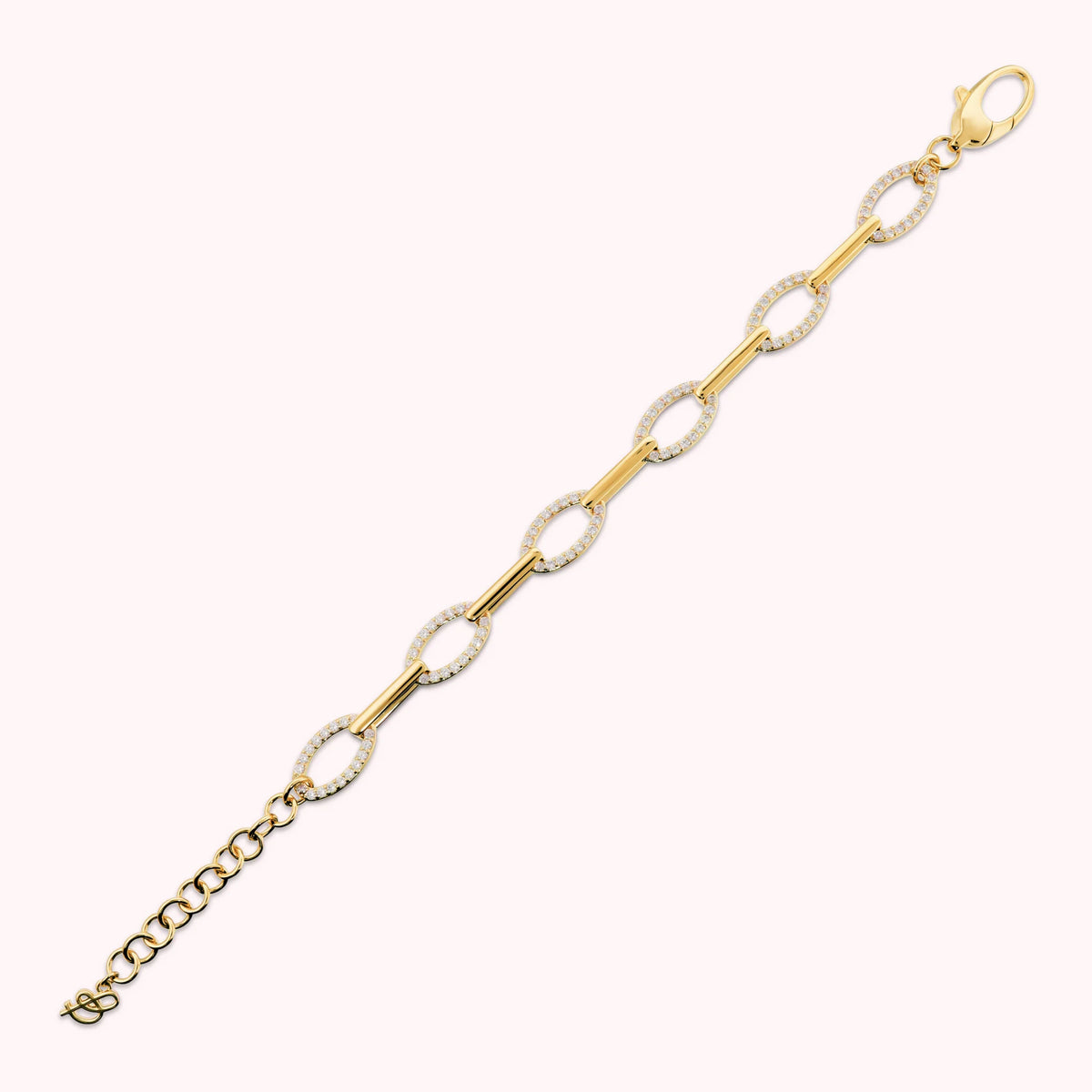 Alternate Links Bracelet with Cubic Zirconia Pavé