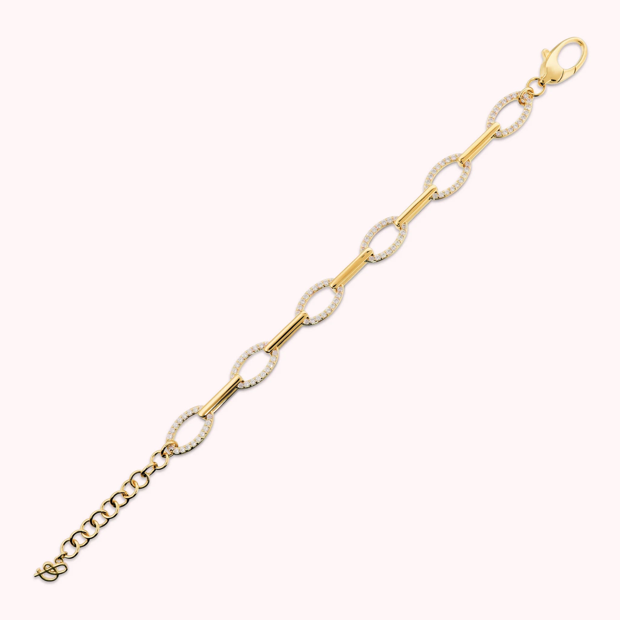 Alternate Links Bracelet with Cubic Zirconia Pavé