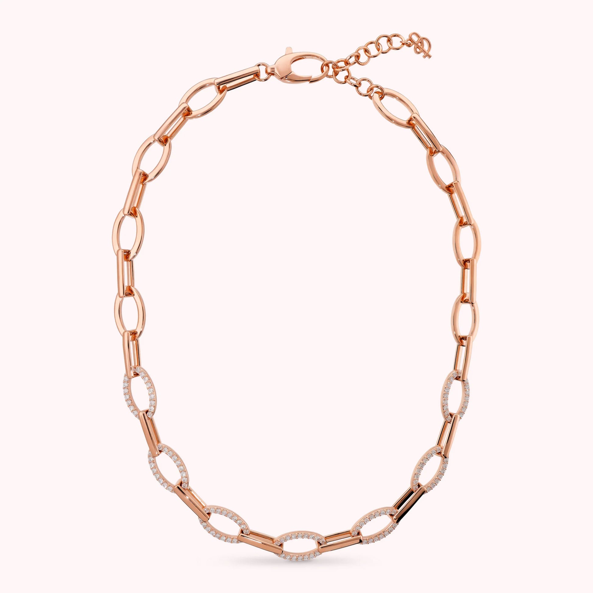 Collier à Mailles Alternées avec Pavé de Zirconium Cubique