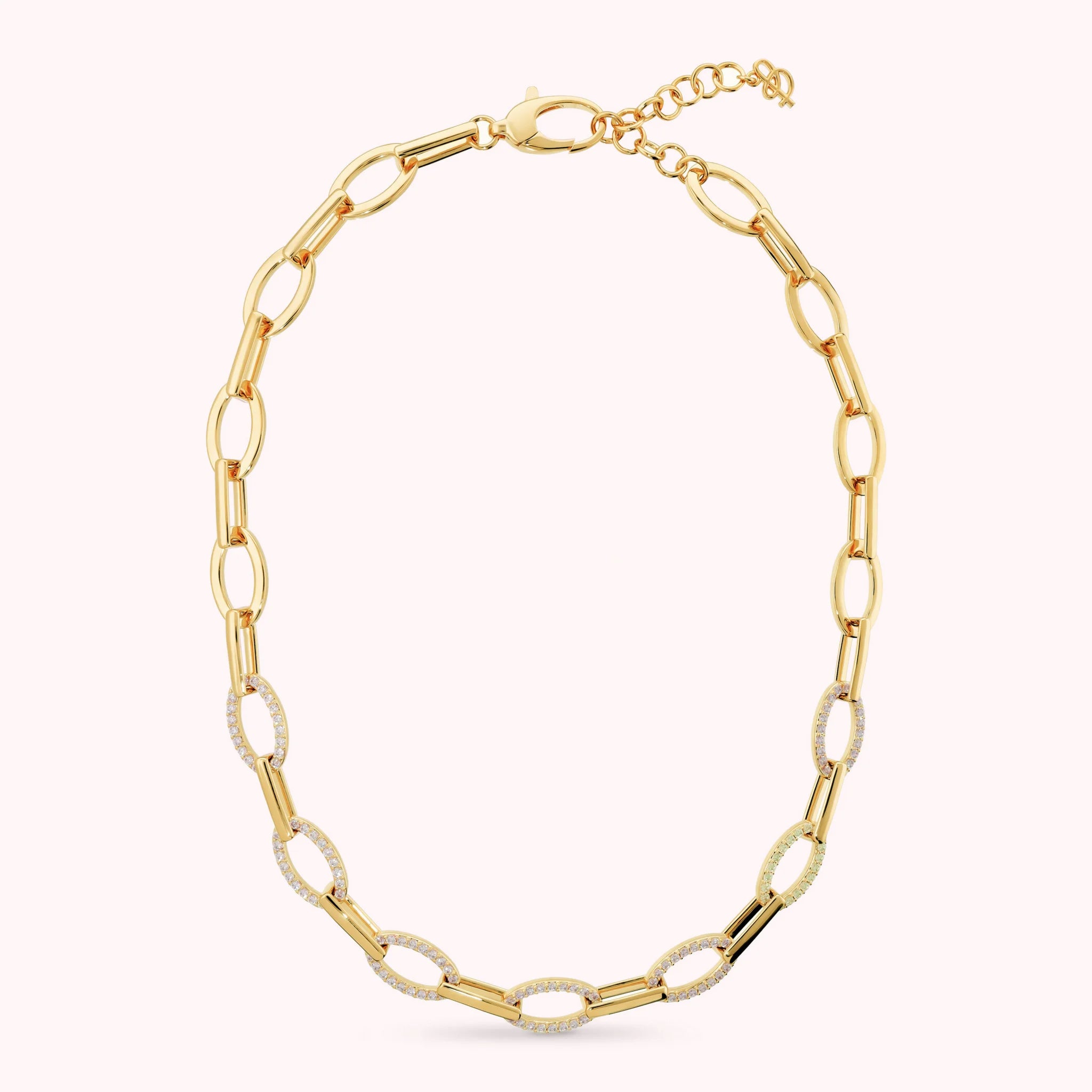 Collana Maglie Alternate con Pavé di Cubic Zirconia