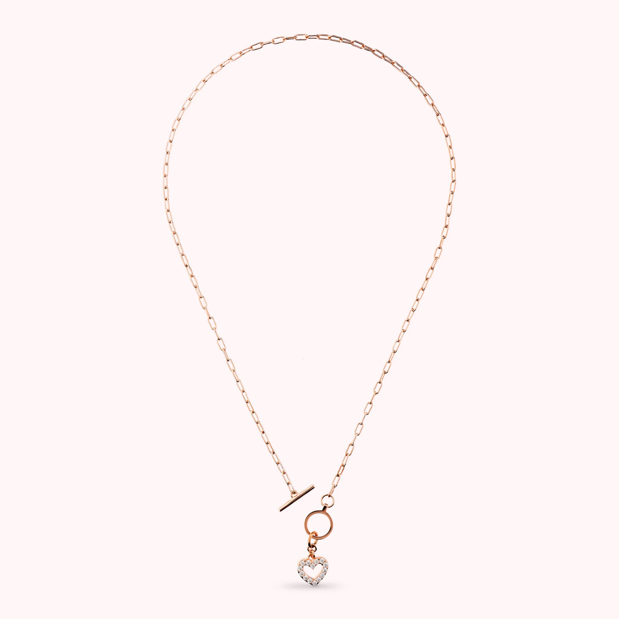 Collier avec pendentif cœur en pavé de zirconium cubique