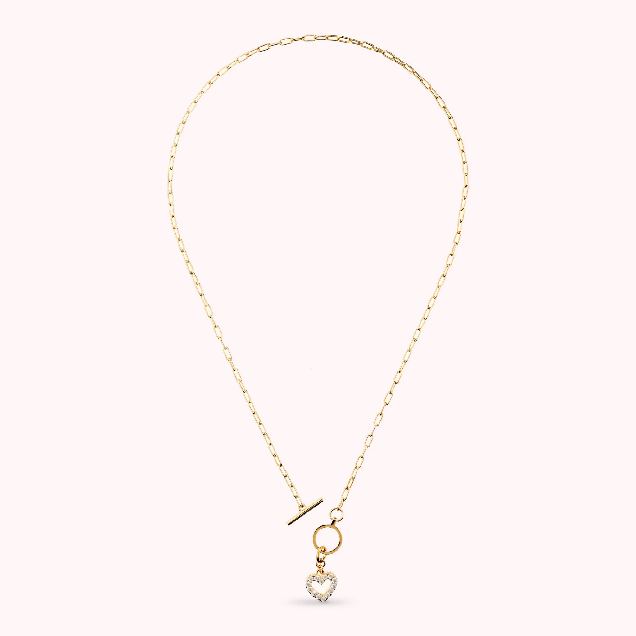 Necklace with Heart Pendant in Cubic Zirconia Pavé