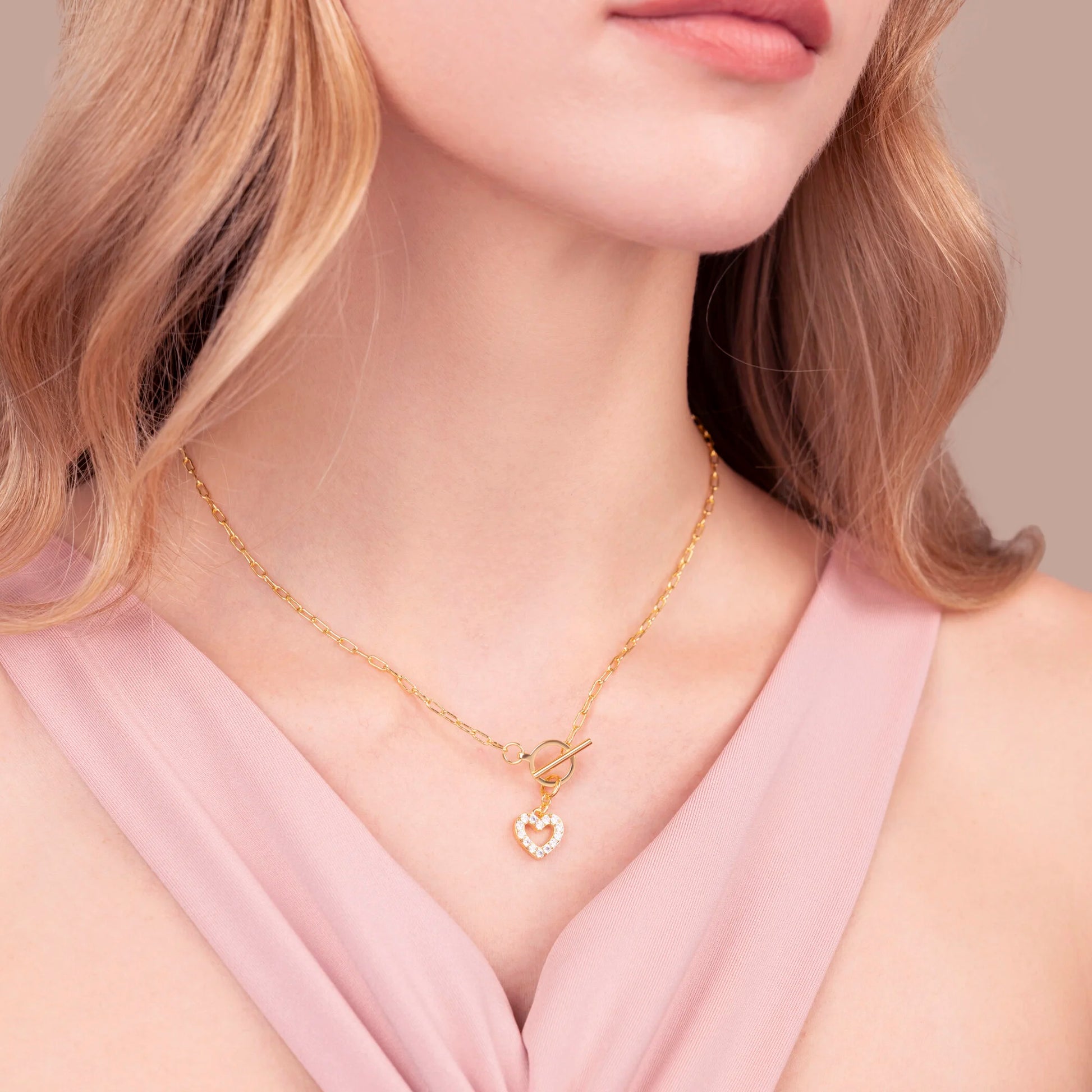 Collana con Ciondolo Cuore in Pavé di Cubic Zirconia